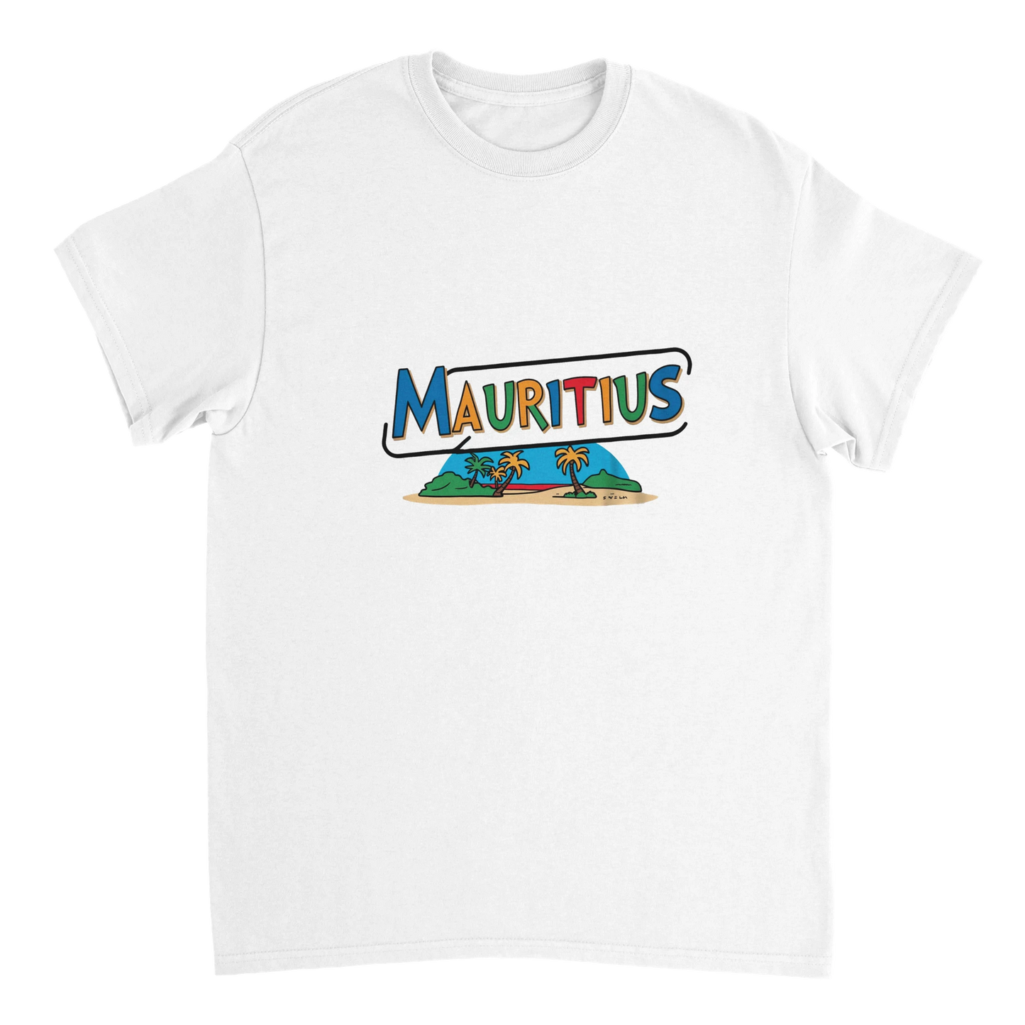white Mauritius Unisex Travel T-Shirt perfect for travelers and gift seekers