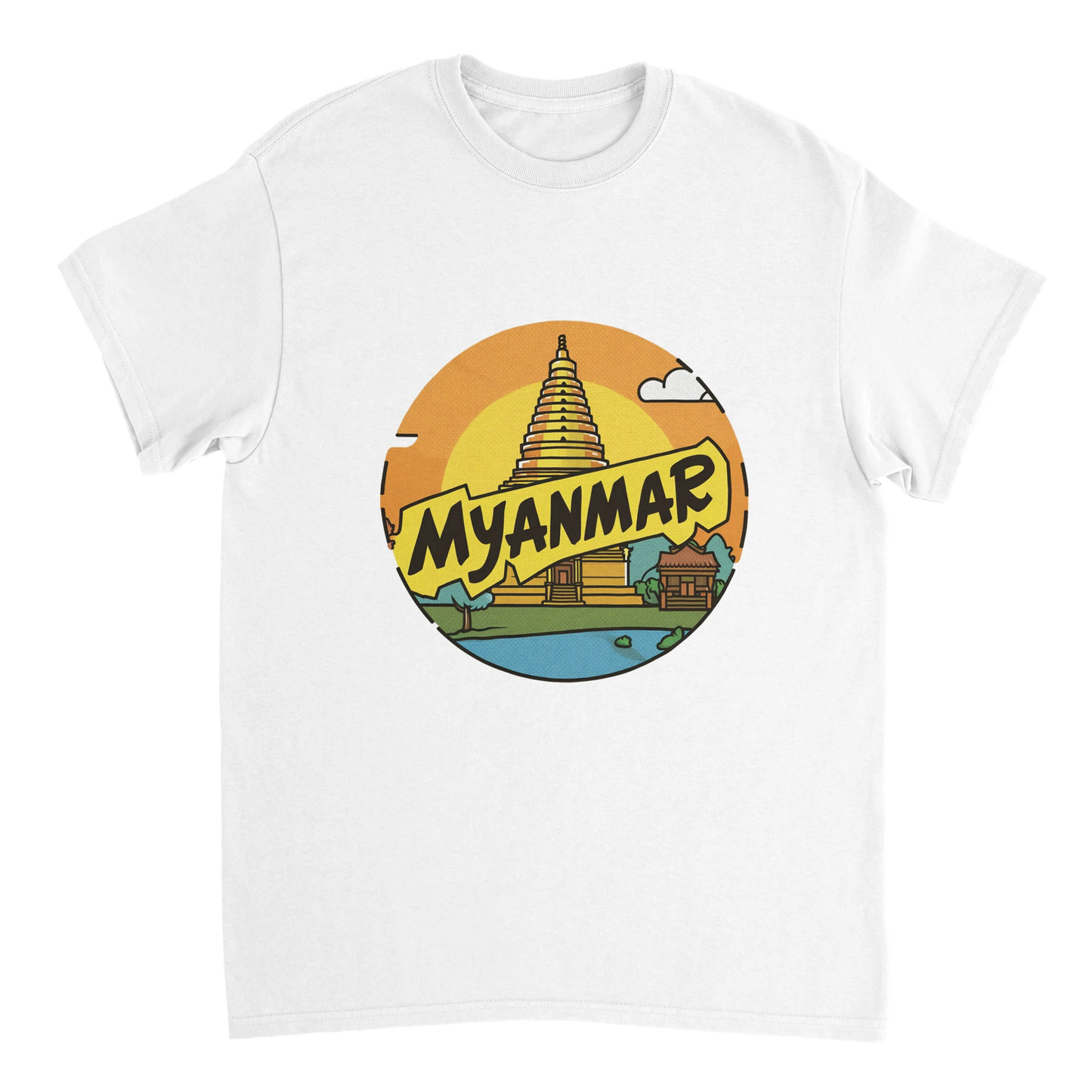 white Myanmar Unisex Travel T-Shirt perfect for travelers and gift seekers