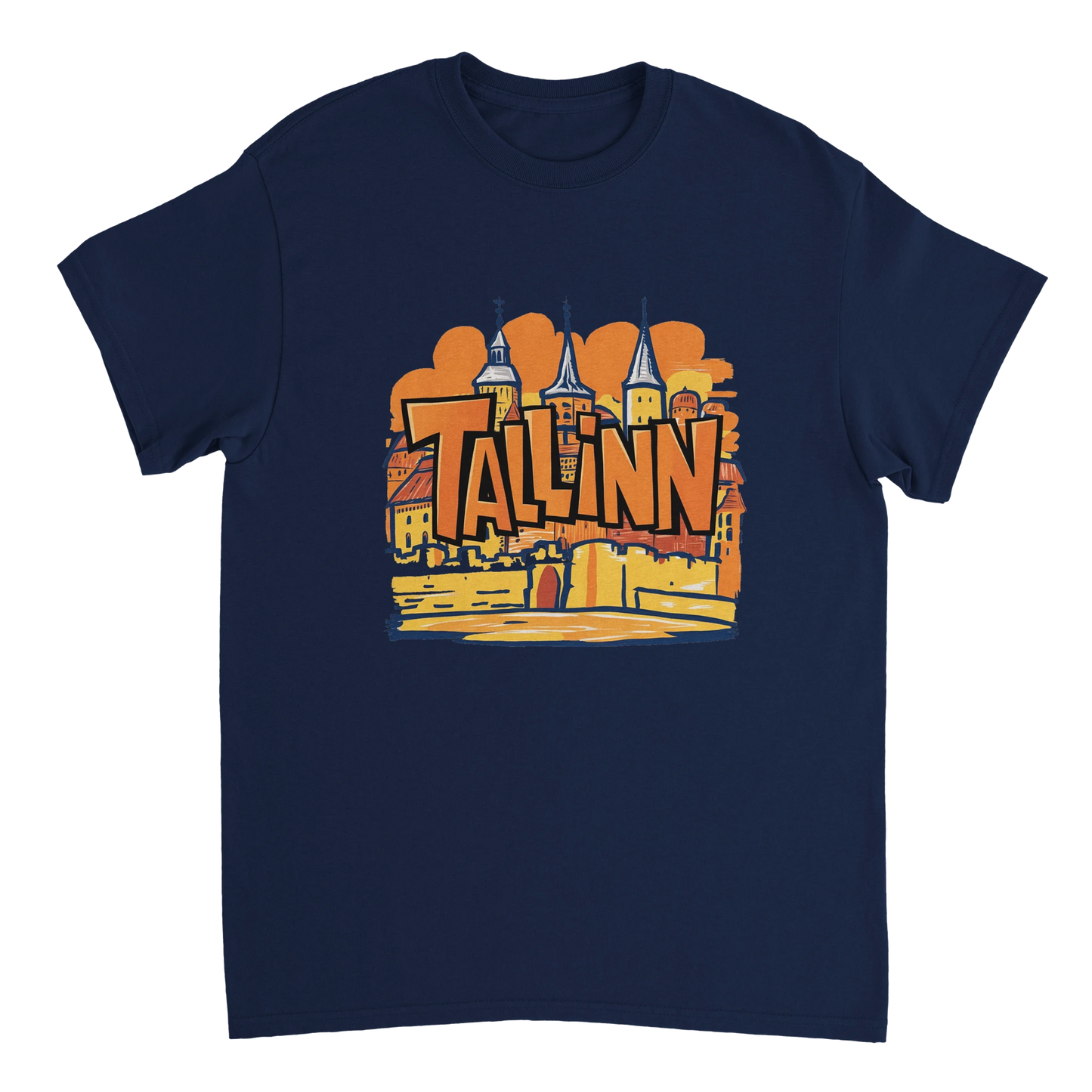 navy Tallinn Estonia Unisex Travel T-Shirt perfect for travelers and gift seekers