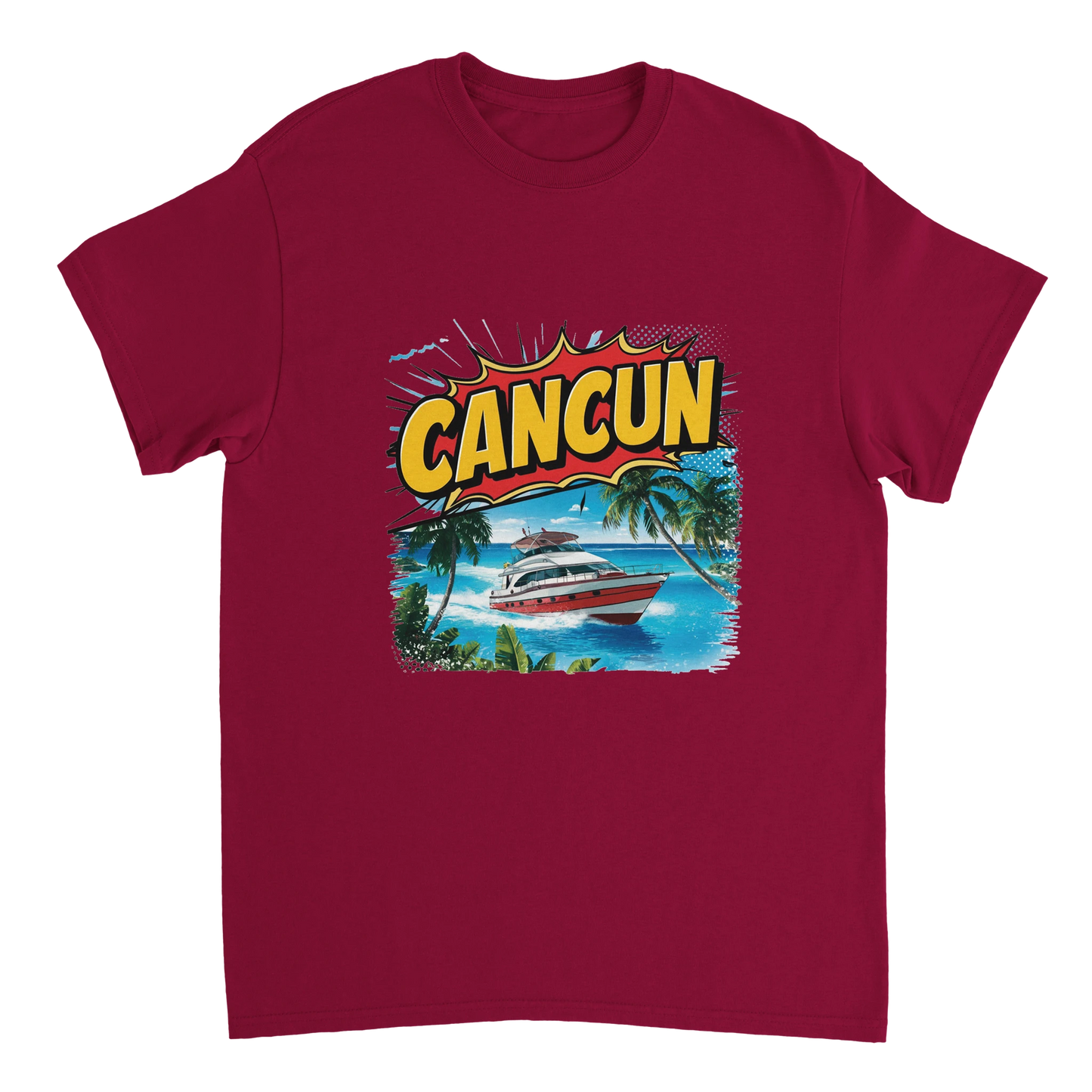 cardinal red Cancún Mexico Unisex Travel T-Shirt perfect for travelers and gift seekers