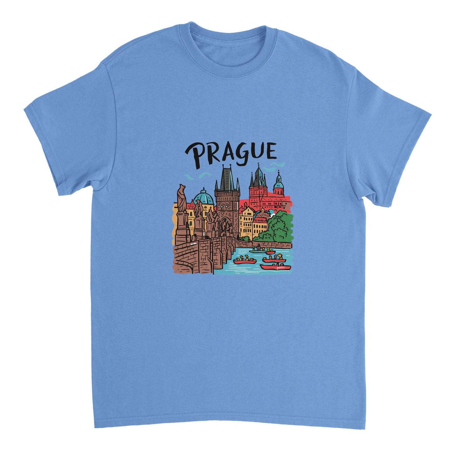 carolina blue Prague Czechia Unisex Travel T-Shirt perfect for travelers and gift seekers