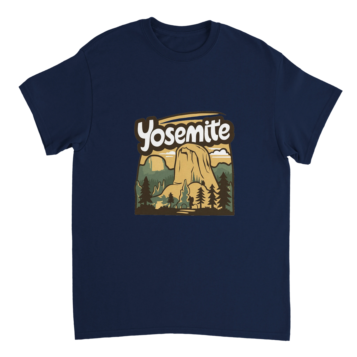 navy Yosemite USA Unisex Travel T-Shirt perfect for travelers and gift seekers