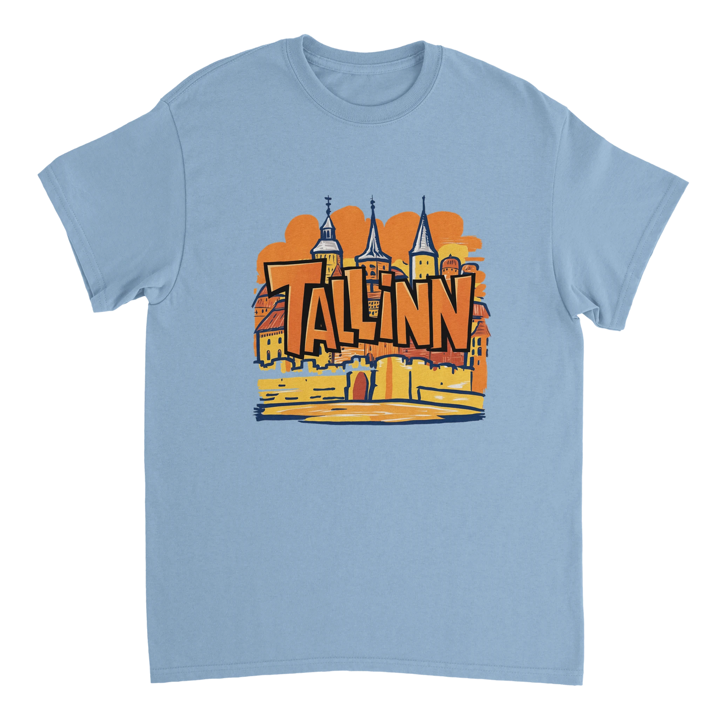 light blue Tallinn Estonia Unisex Travel T-Shirt perfect for travelers and gift seekers