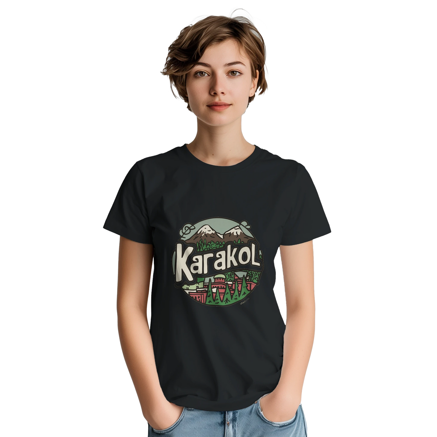 Karakol Kyrgyzstan Unisex Travel T-Shirt featuring a person perfect for travelers and gift seekers