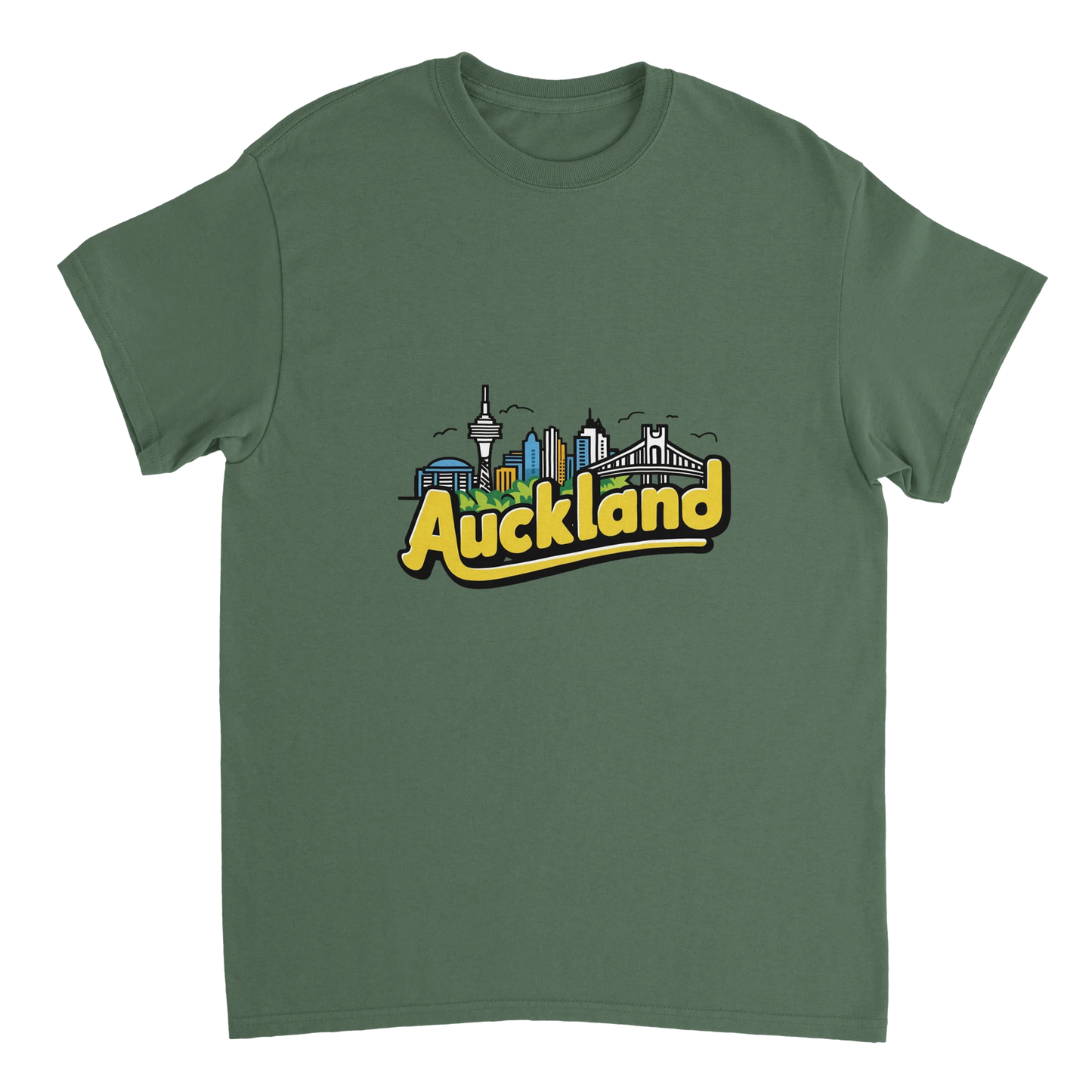 military green Auckland New Zealand Unisex Travel T-Shirt perfect for travelers and gift seekers