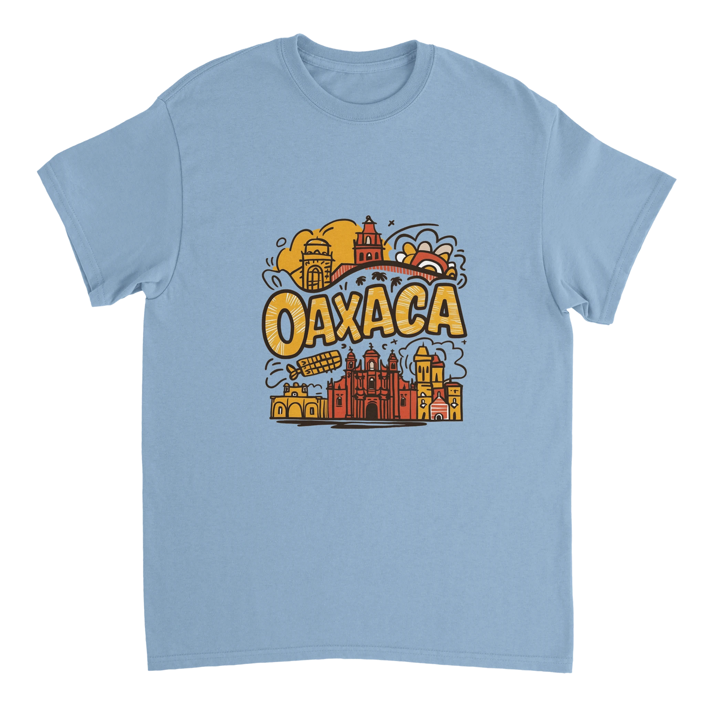 light blue Oaxaca Mexico Unisex Travel T-Shirt perfect for travelers and gift seekers