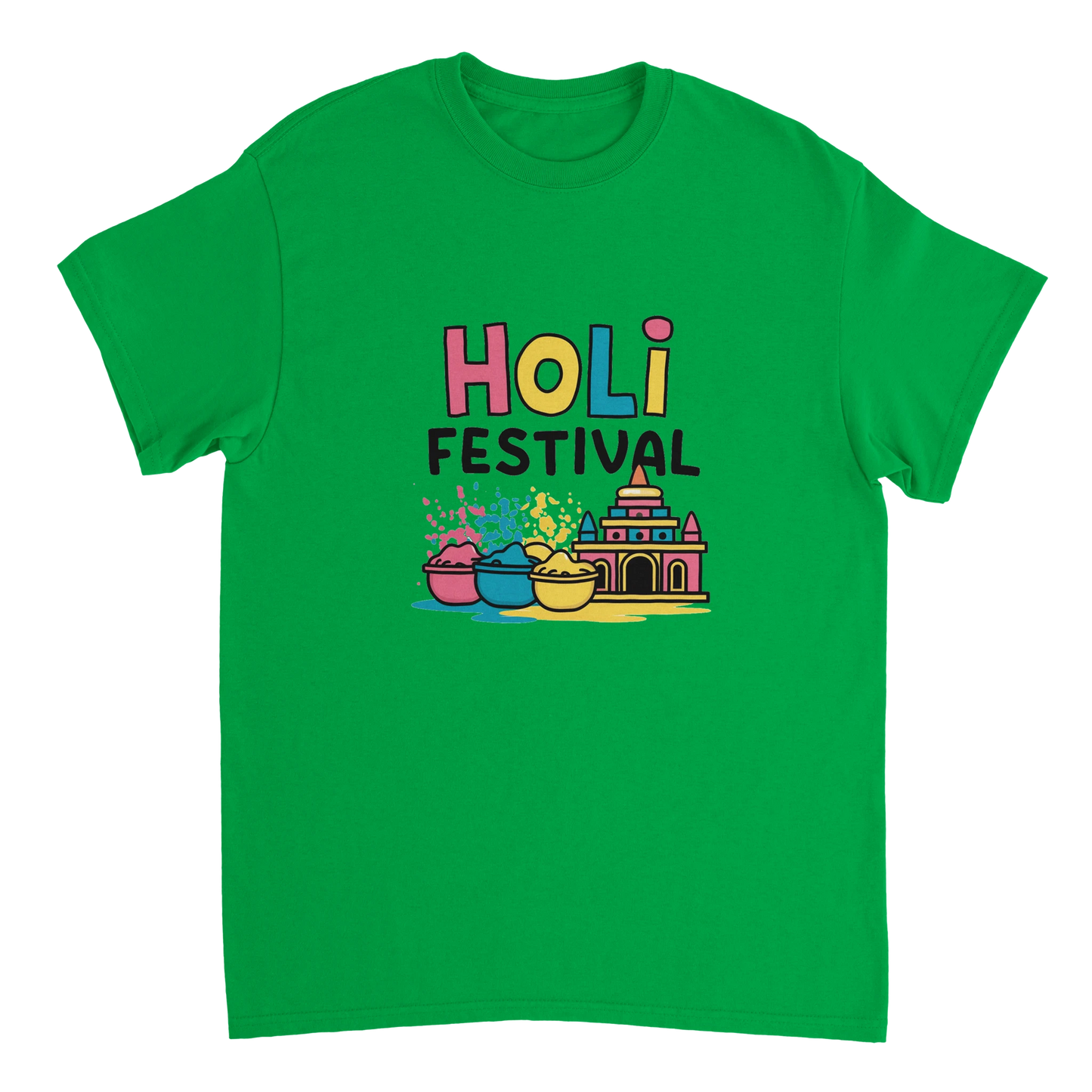 irish green Holi Festival Mathura India Unisex Travel T-Shirt perfect for travelers and gift seekers