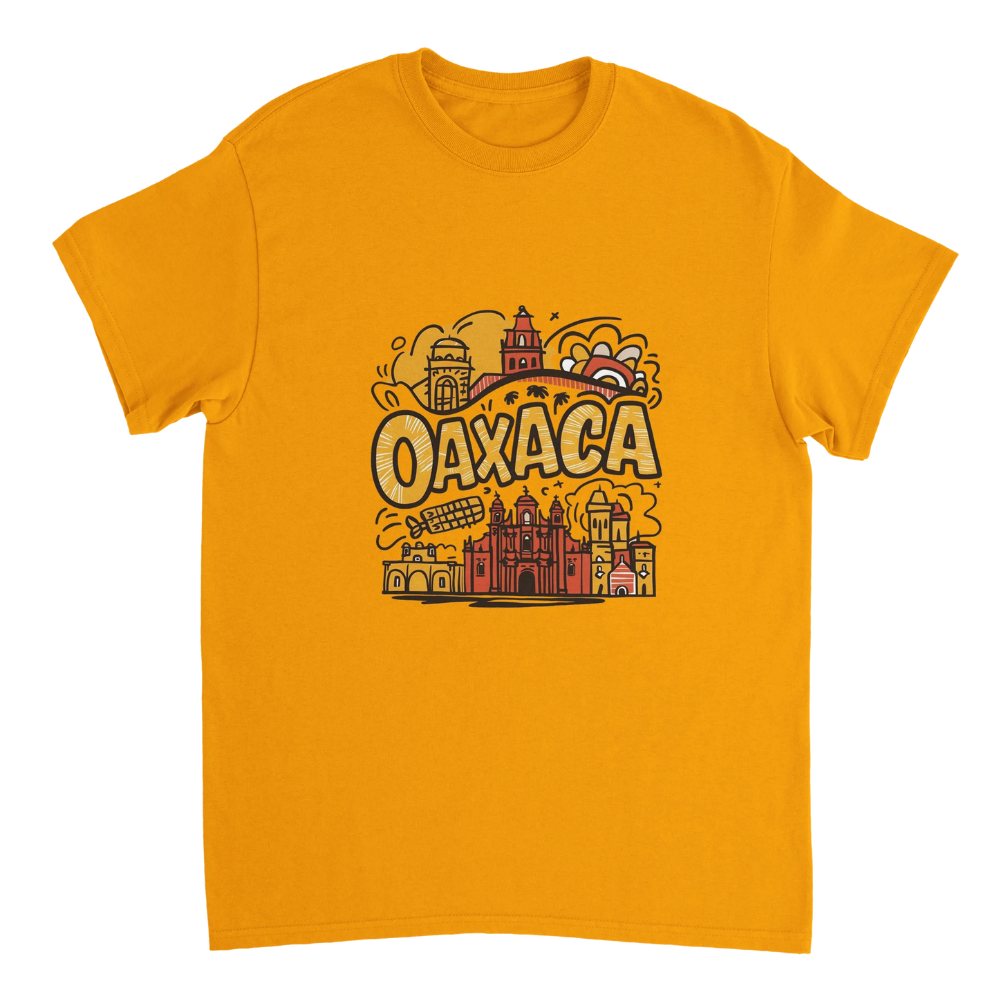 gold Oaxaca Mexico Unisex Travel T-Shirt perfect for travelers and gift seekers