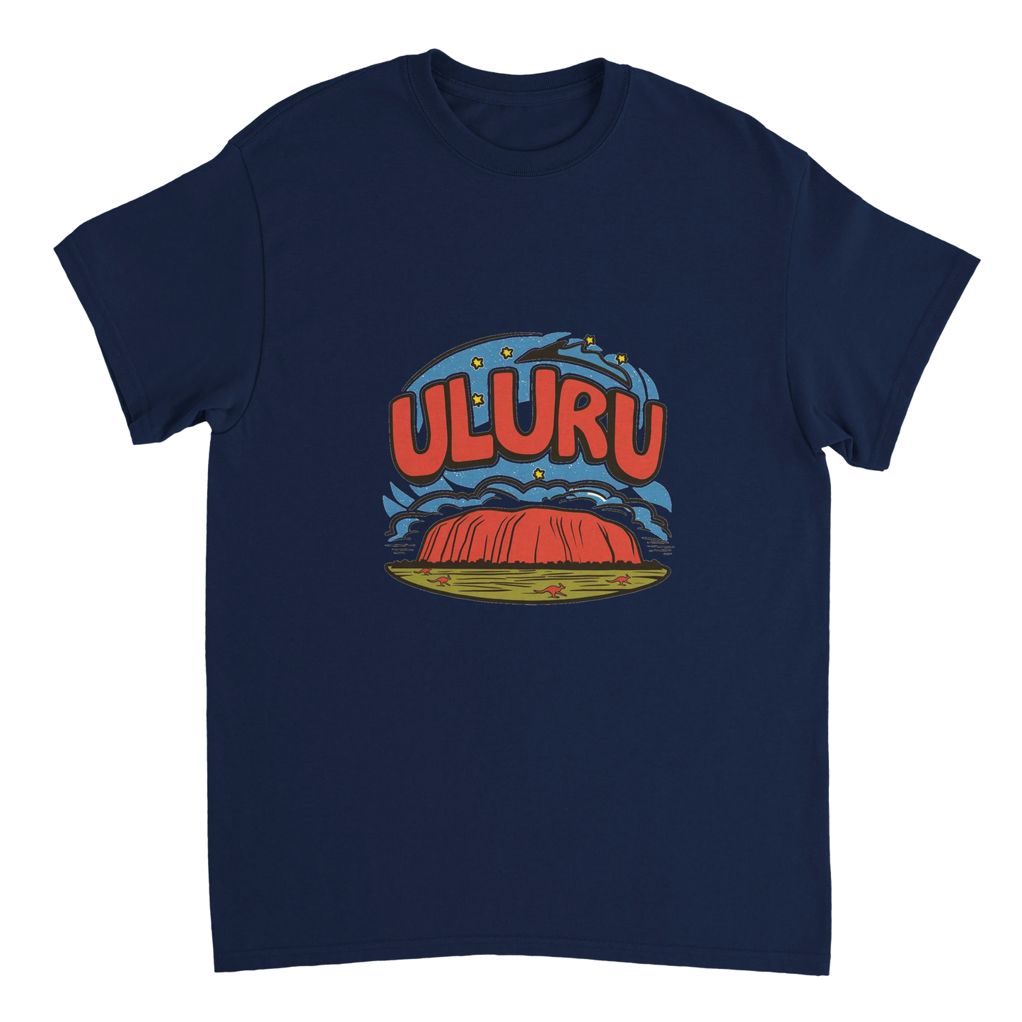 navy Uluru Australia Unisex Travel T-Shirt perfect for travelers and gift seekers