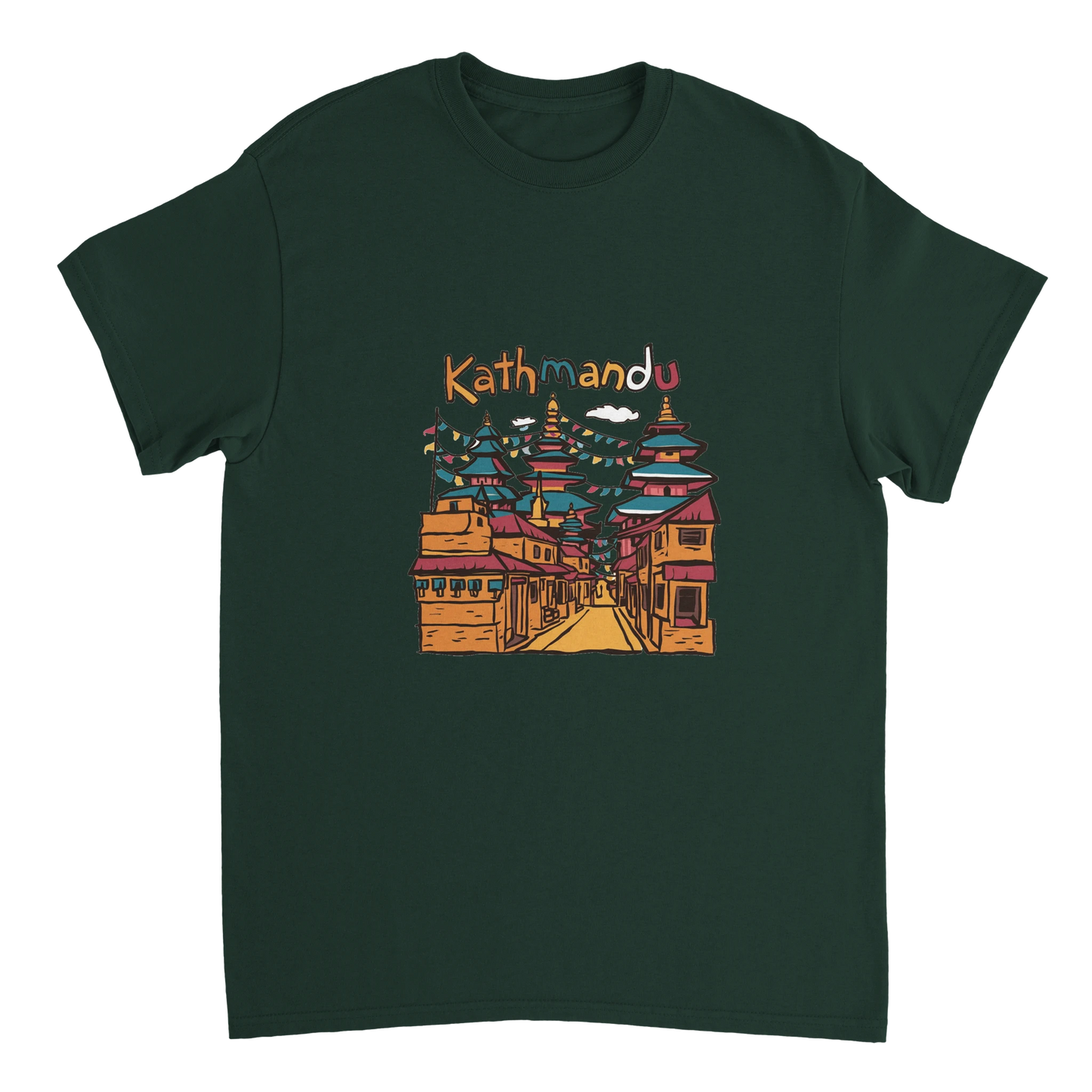 forest green Kathmandu Nepal Unisex Travel T-Shirt perfect for travelers and gift seekers