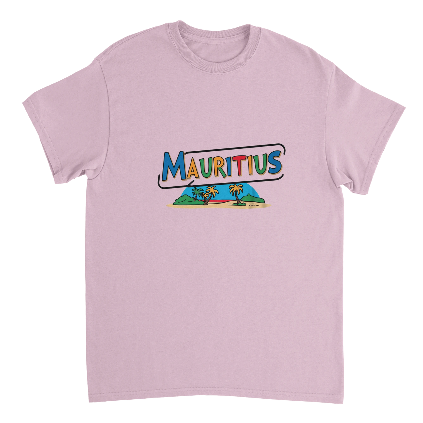light pink Mauritius Unisex Travel T-Shirt perfect for travelers and gift seekers