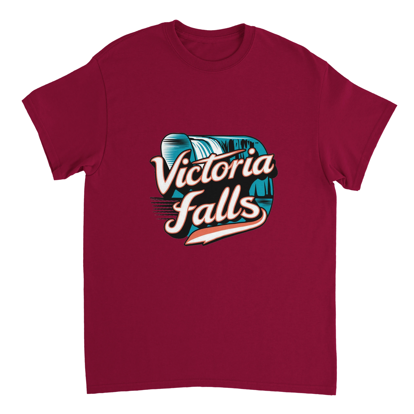 cardinal red Victoria Falls Unisex Travel T-Shirt perfect for travelers and gift seekers