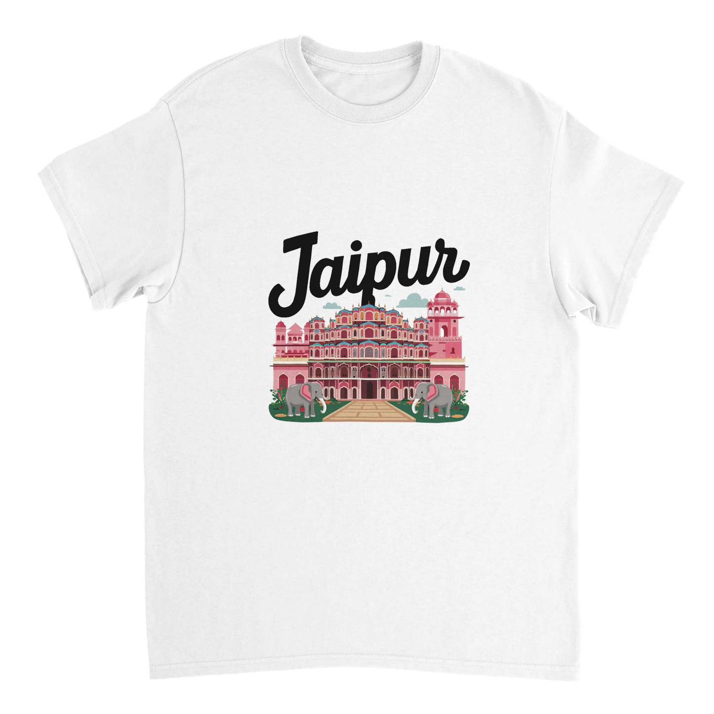 white Jaipur India Unisex Travel T-Shirt perfect for travelers and gift seekers