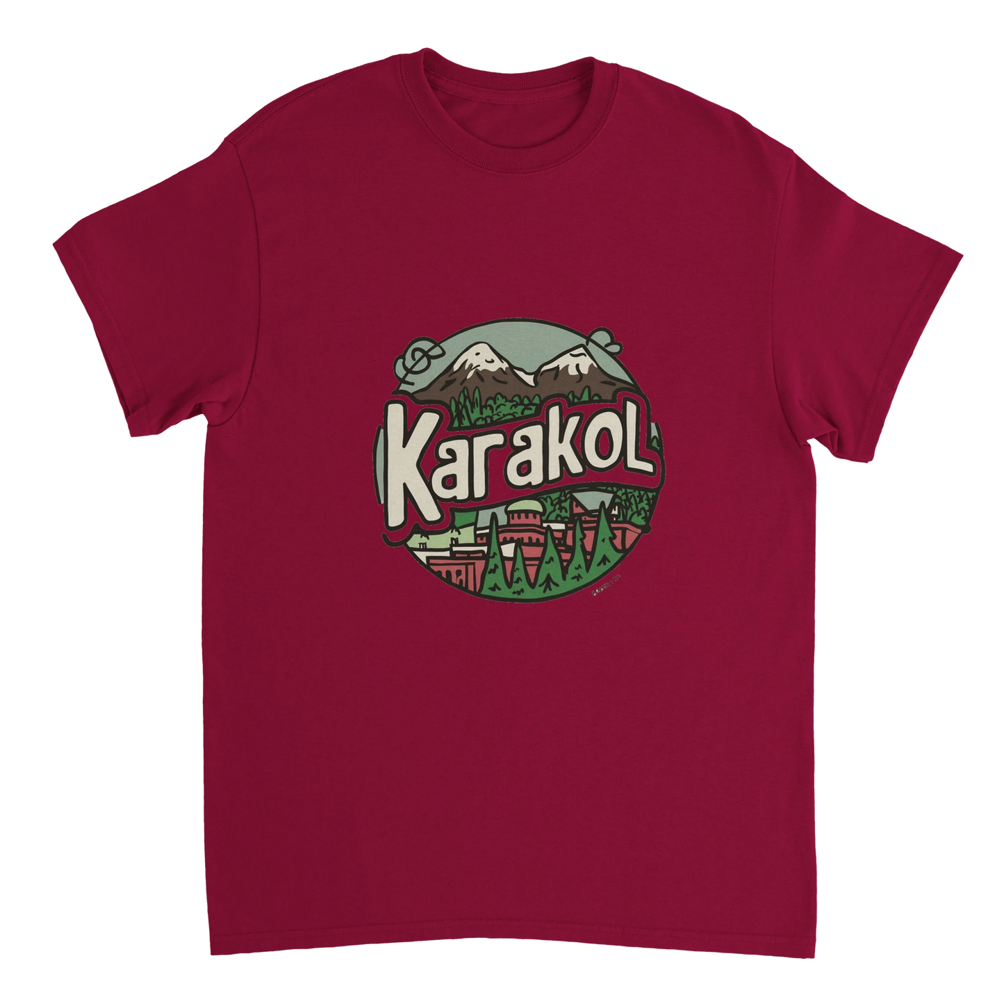 cardinal red Karakol Kyrgyzstan Unisex Travel T-Shirt perfect for travelers and gift seekers
