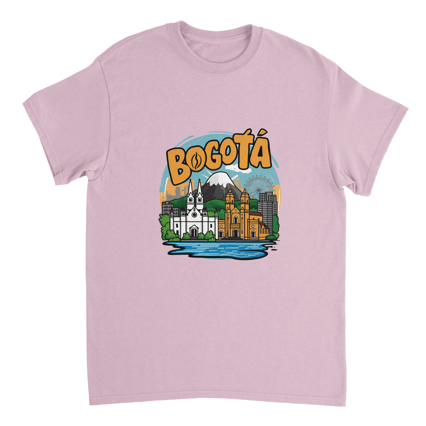 light pink Bogotá Colombia Unisex Travel T-Shirt perfect for travelers and gift seekers