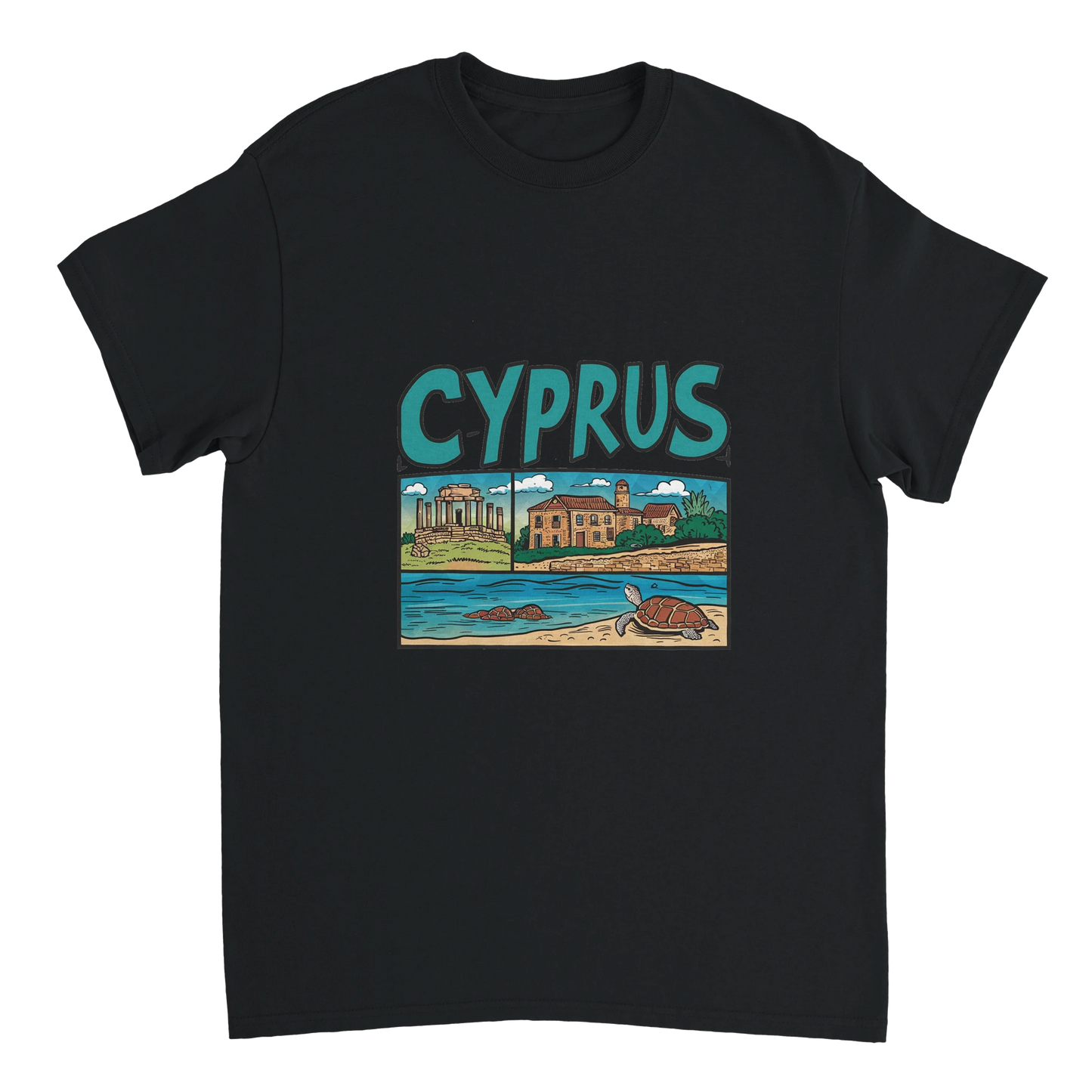 black Cyprus Unisex Travel T-Shirt perfect for travelers and gift seekers