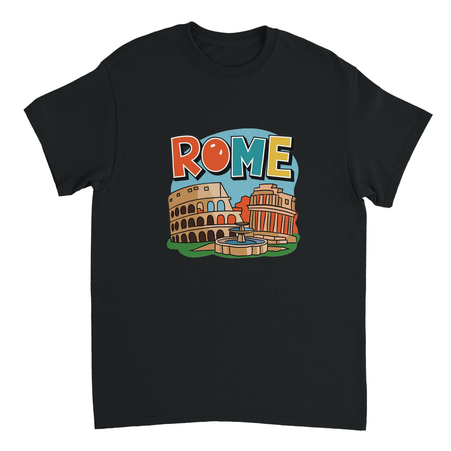 black Rome Italy Unisex Travel T-Shirt featuring a man perfect for travelers and gift seekers