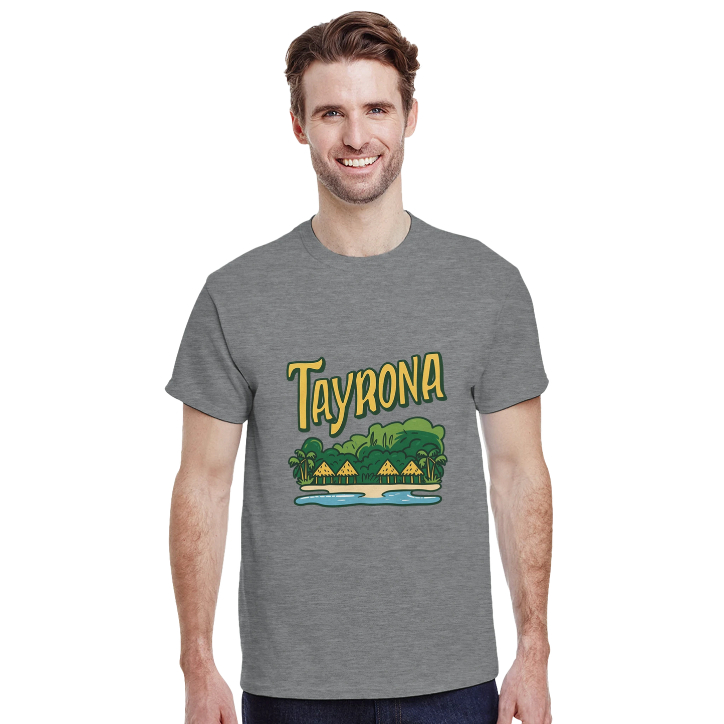 Tayrona Colombia Unisex Travel T-Shirt featuring a man perfect for travelers and gift seekers