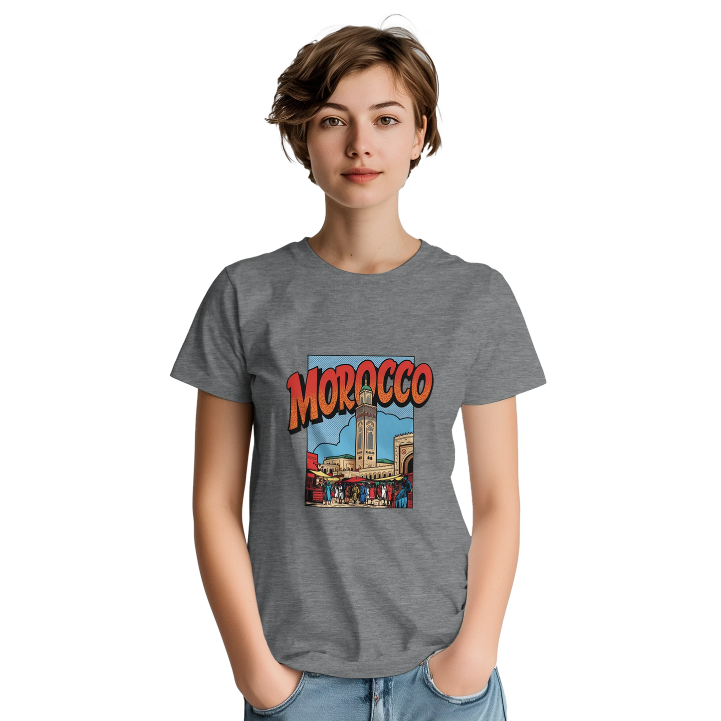 Morocco Unisex Travel T-Shirt featuring a person perfect for travelers and gift seekers