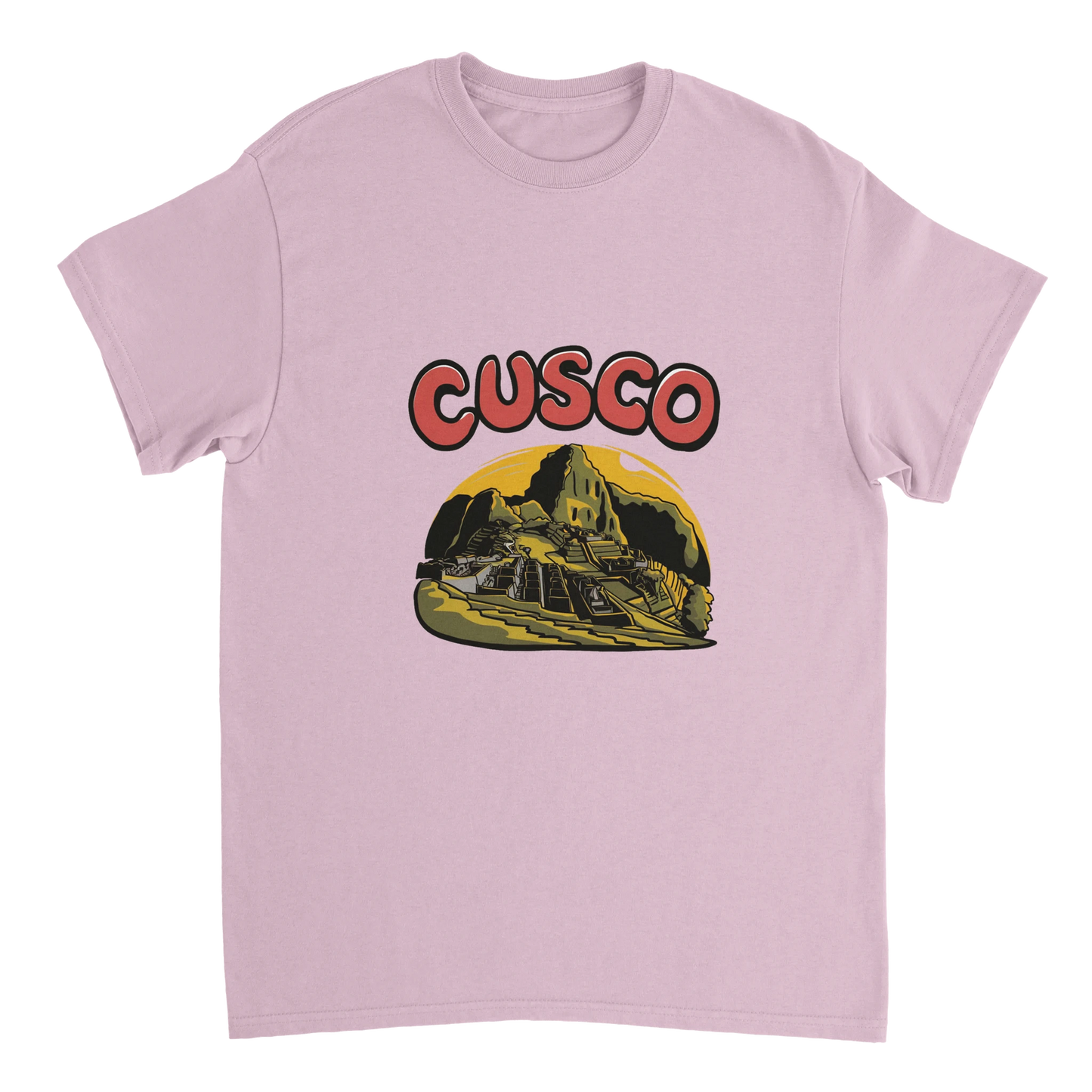 light pink Cusco Peru Unisex Travel T-Shirt perfect for travelers and gift seekers