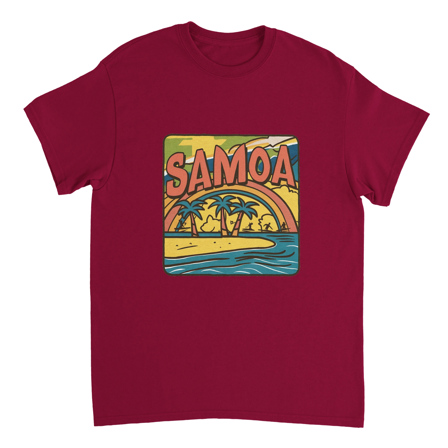 cardinal red Samoa Unisex Travel T-Shirt perfect for travelers and gift seekers