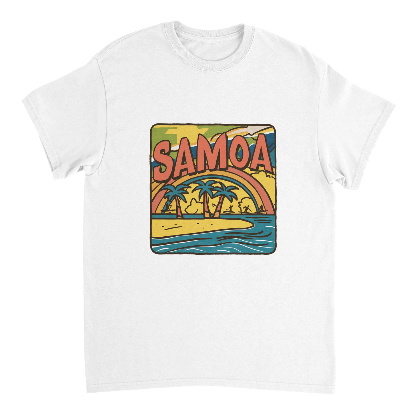 white Samoa Unisex Travel T-Shirt perfect for travelers and gift seekers