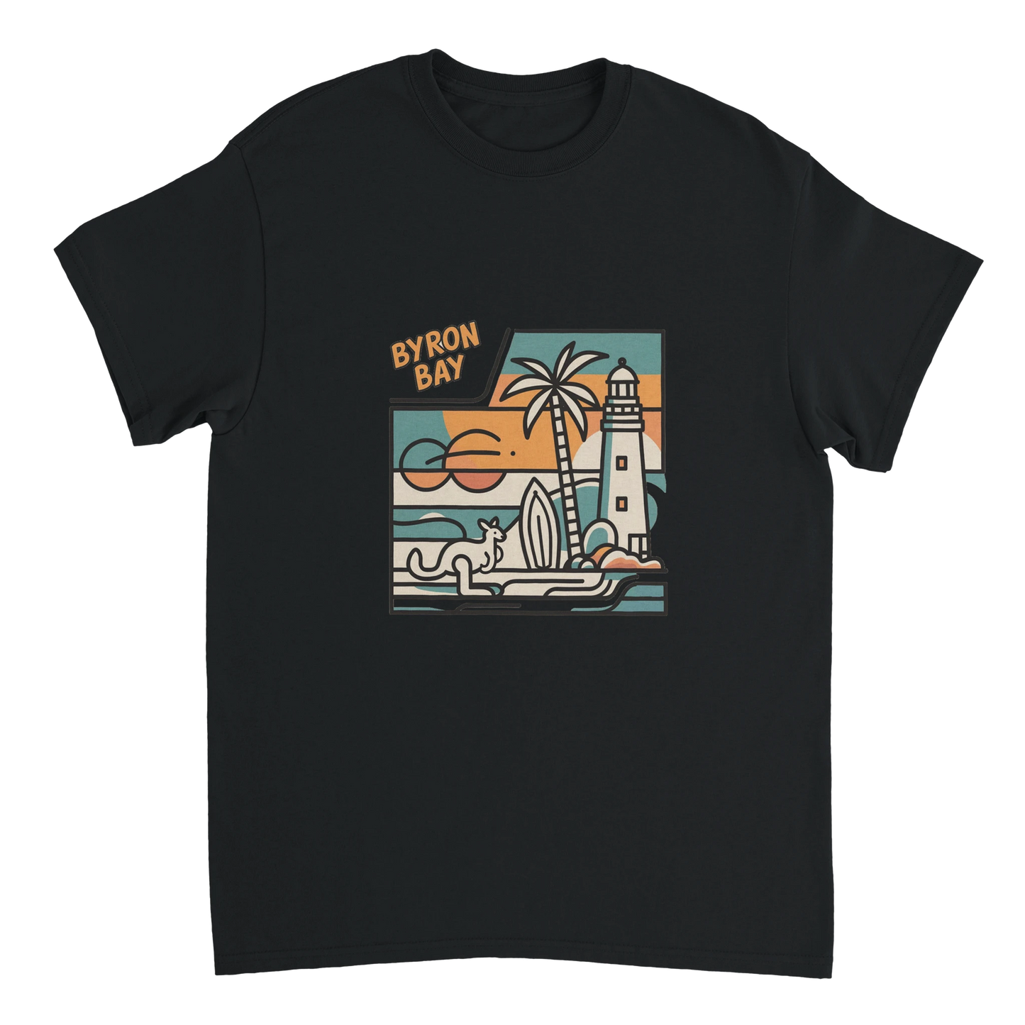 black Byron Bay Australia Unisex Travel T-Shirt perfect for travelers and gift seekers