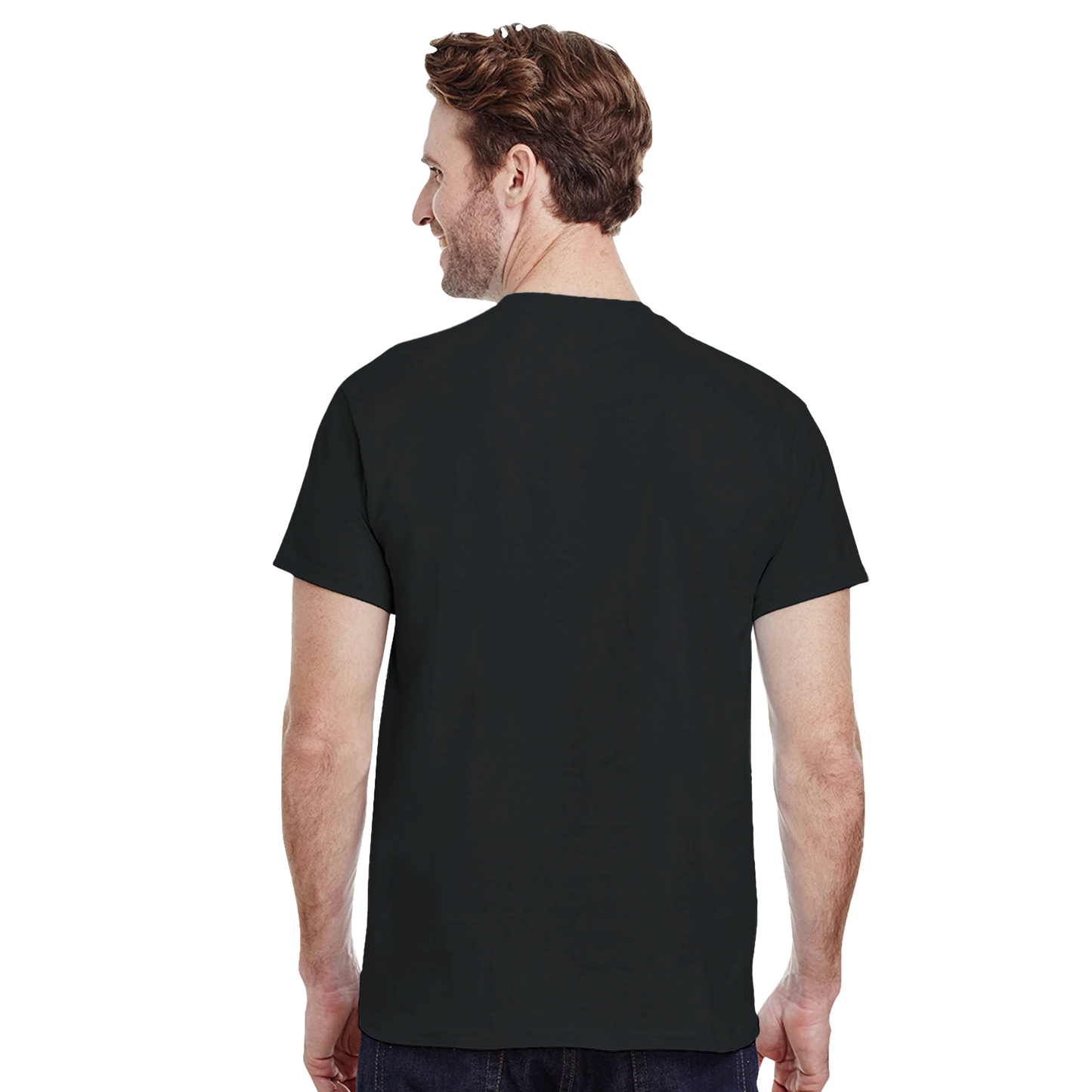 Petra Jordan Unisex Travel T-Shirt featuring a man from the back perfect for travelers and gift seekers