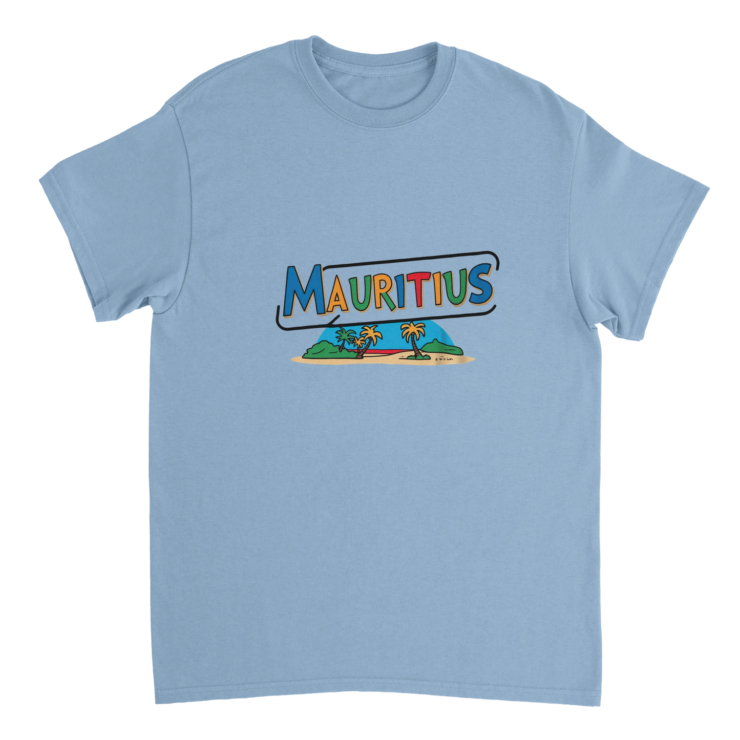 light blue Mauritius Unisex Travel T-Shirt perfect for travelers and gift seekers