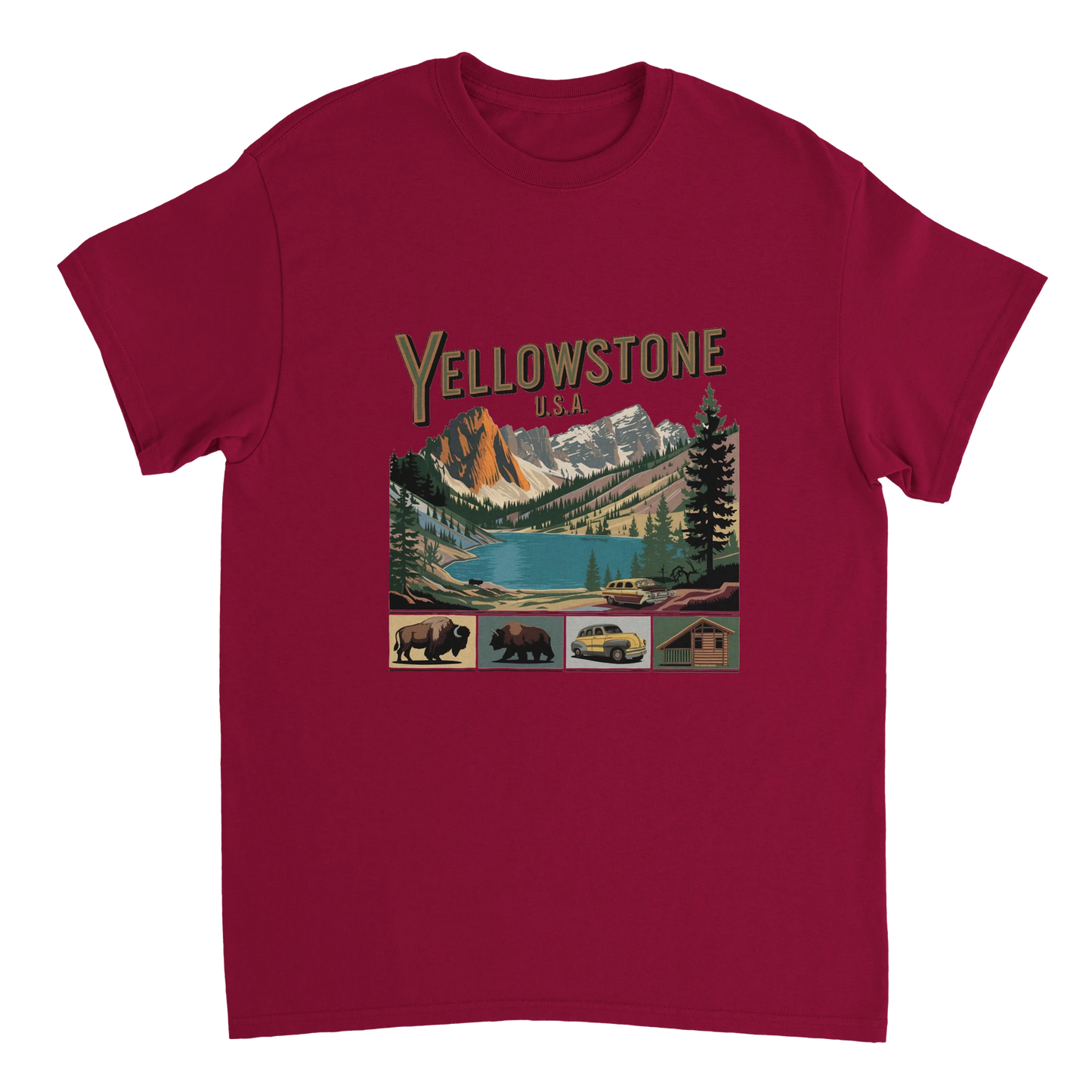 cardinal red Yellowstone USA Unisex Travel T-Shirt perfect for travelers and gift seekers