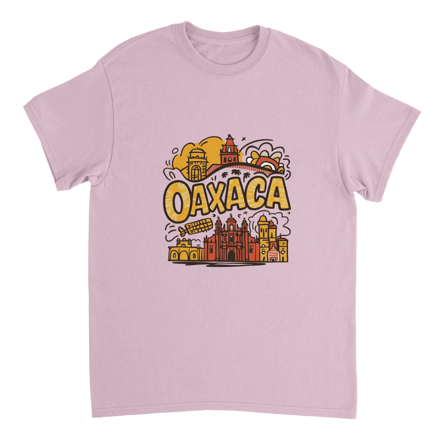light pink Oaxaca Mexico Unisex Travel T-Shirt perfect for travelers and gift seekers