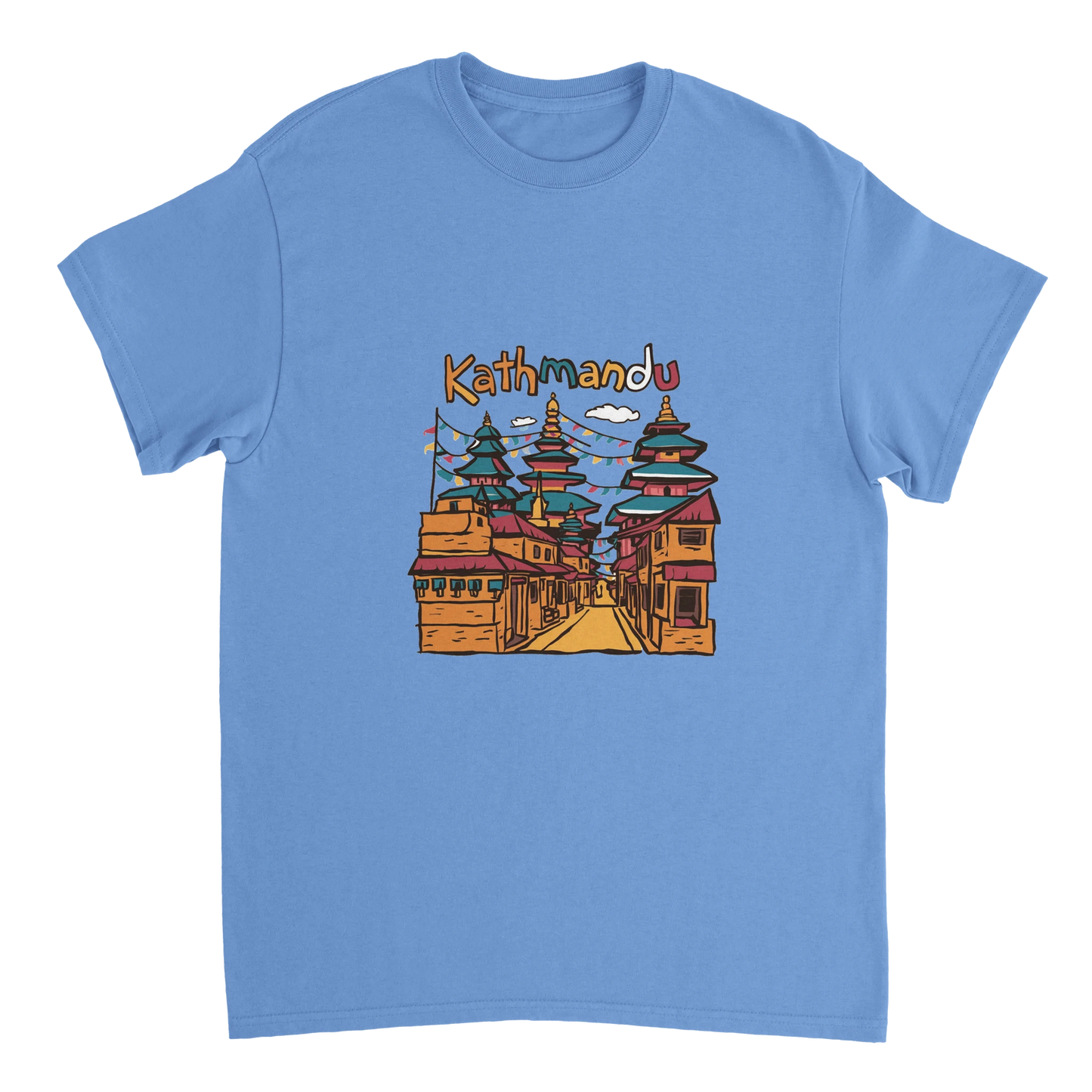 carolina blue Kathmandu Nepal Unisex Travel T-Shirt perfect for travelers and gift seekers