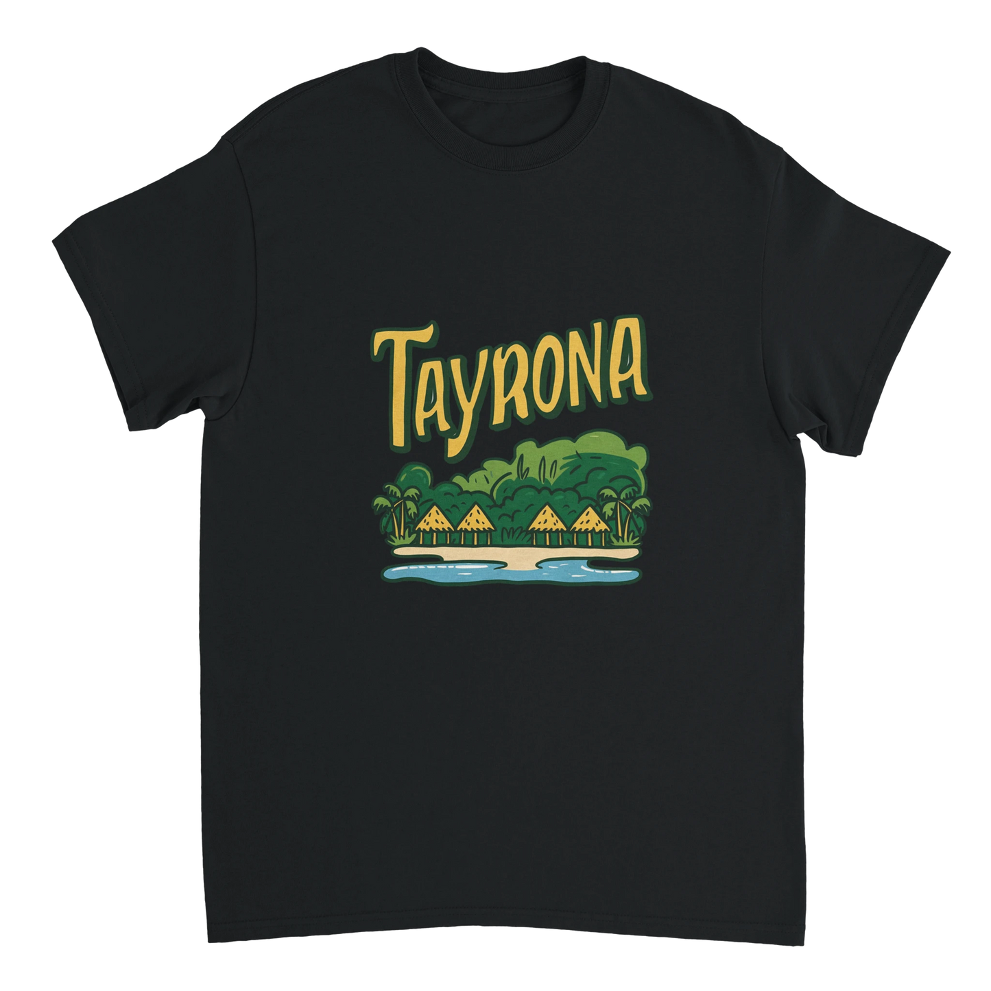 black Tayrona Colombia Unisex Travel T-Shirt perfect for travelers and gift seekers