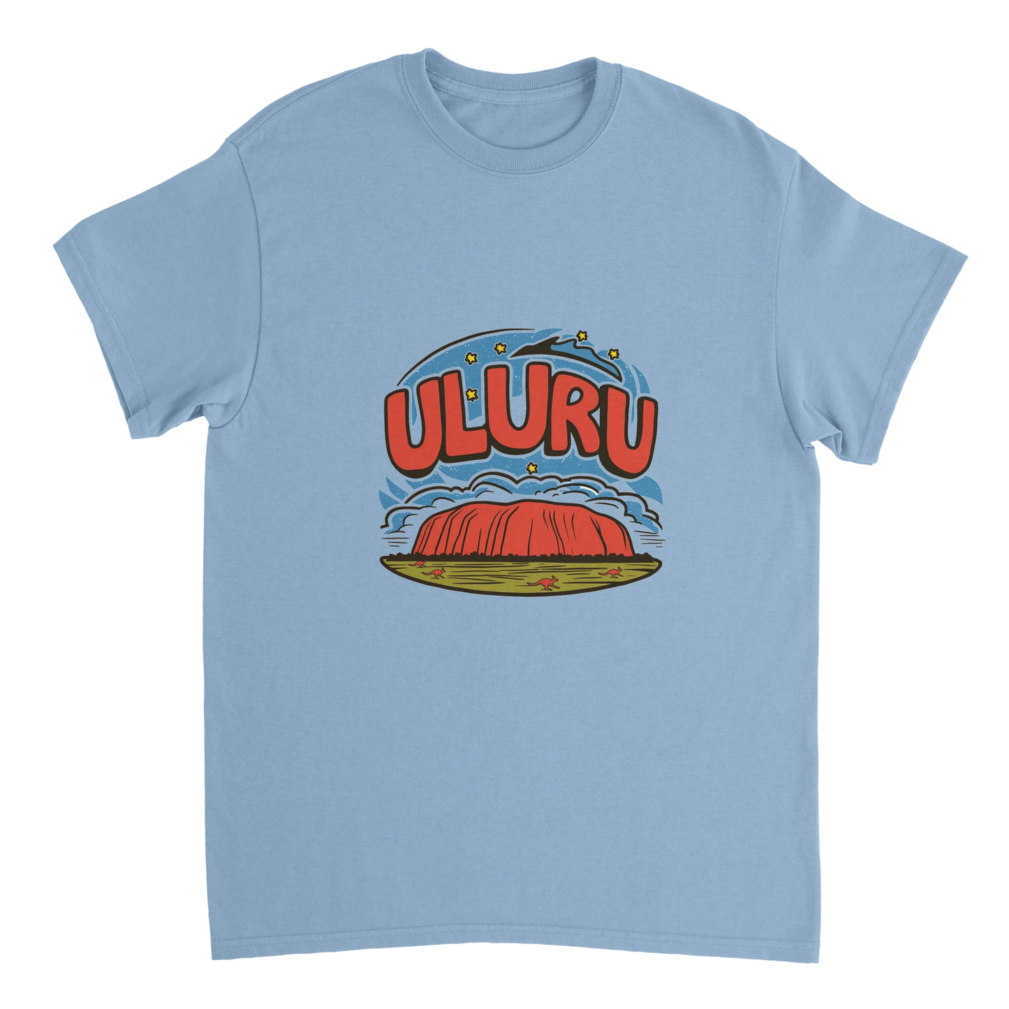 light blue Uluru Australia Unisex Travel T-Shirt perfect for travelers and gift seekers
