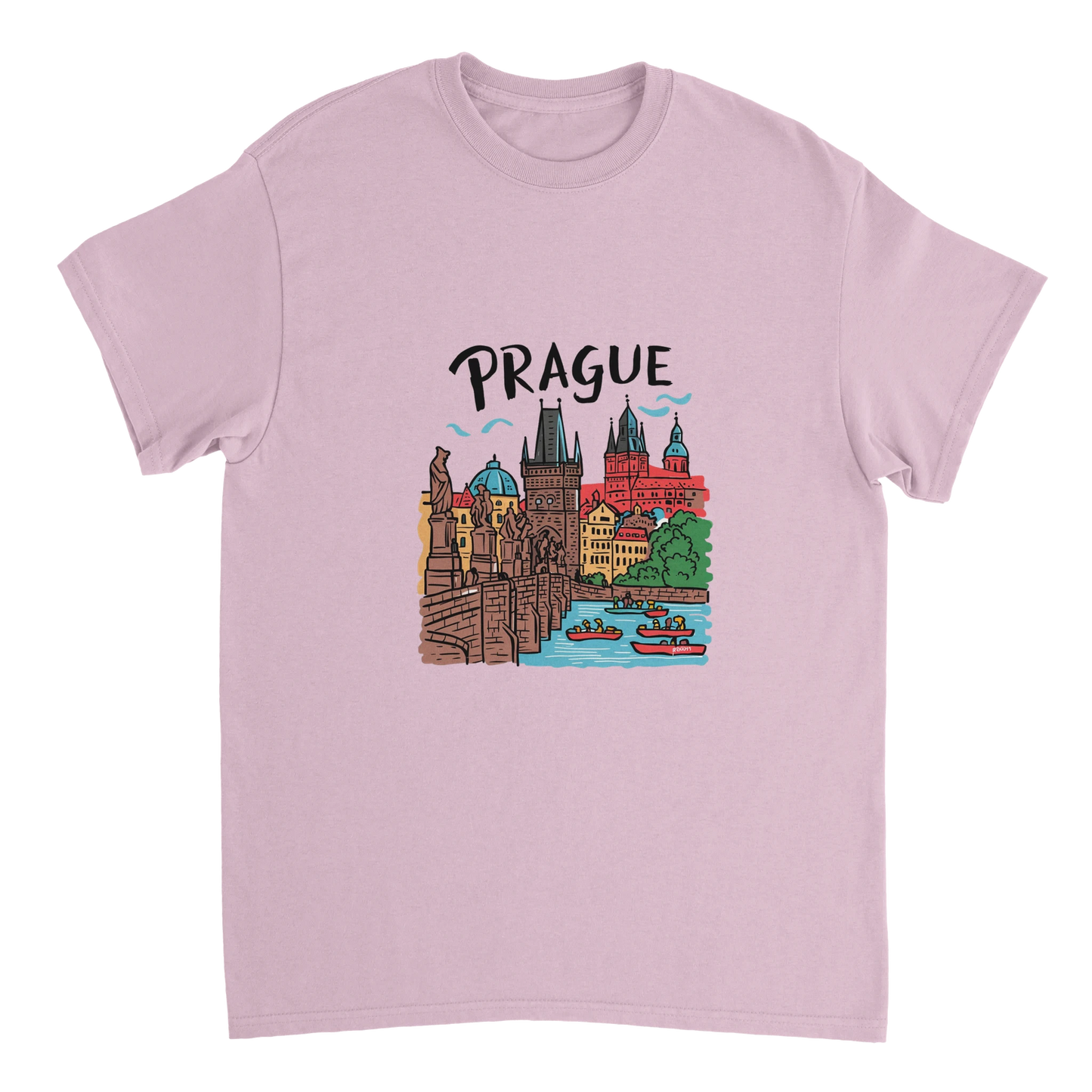 light pink Prague Czechia Unisex Travel T-Shirt perfect for travelers and gift seekers