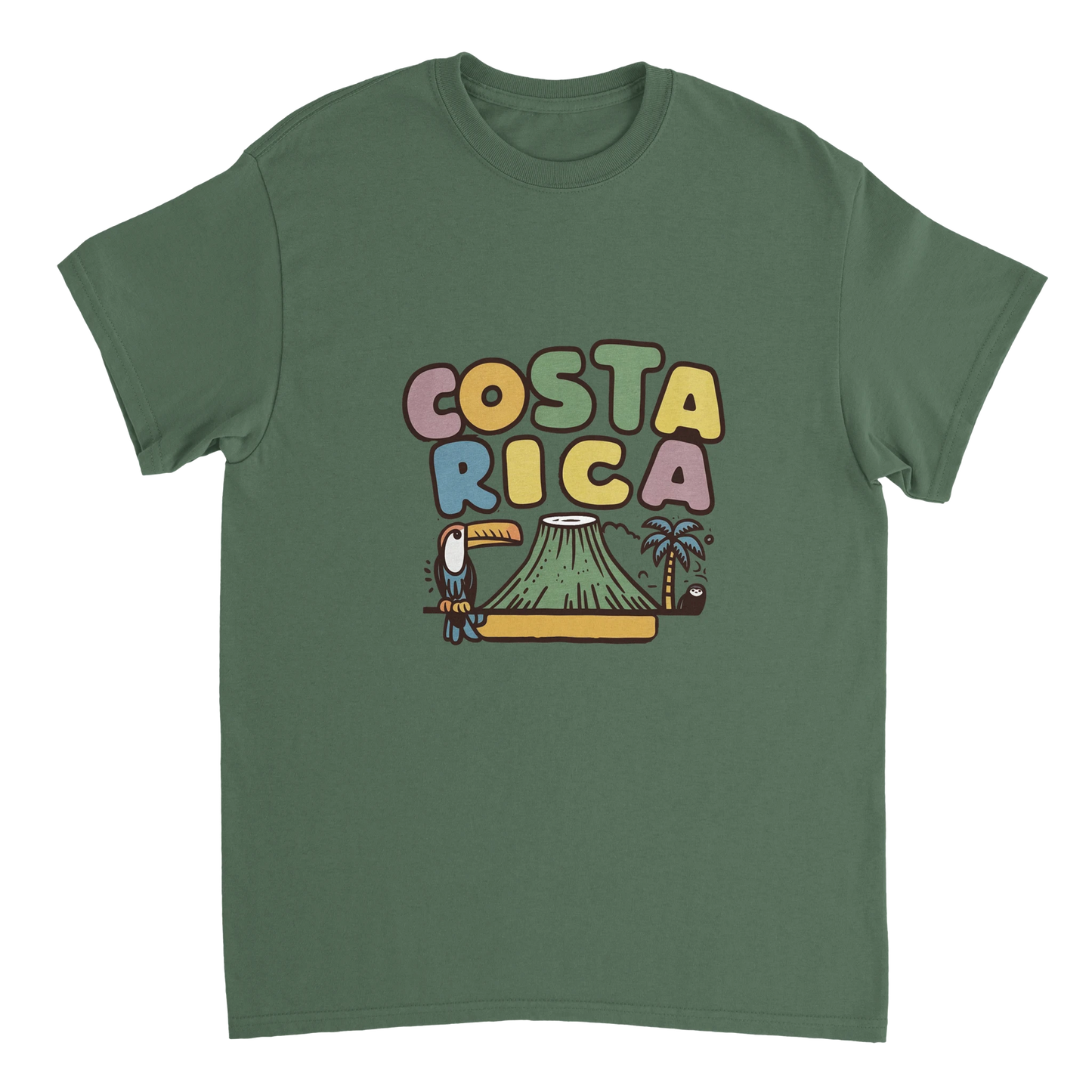 military green Costa Rica Unisex Travel T-Shirt perfect for travelers and gift seekers