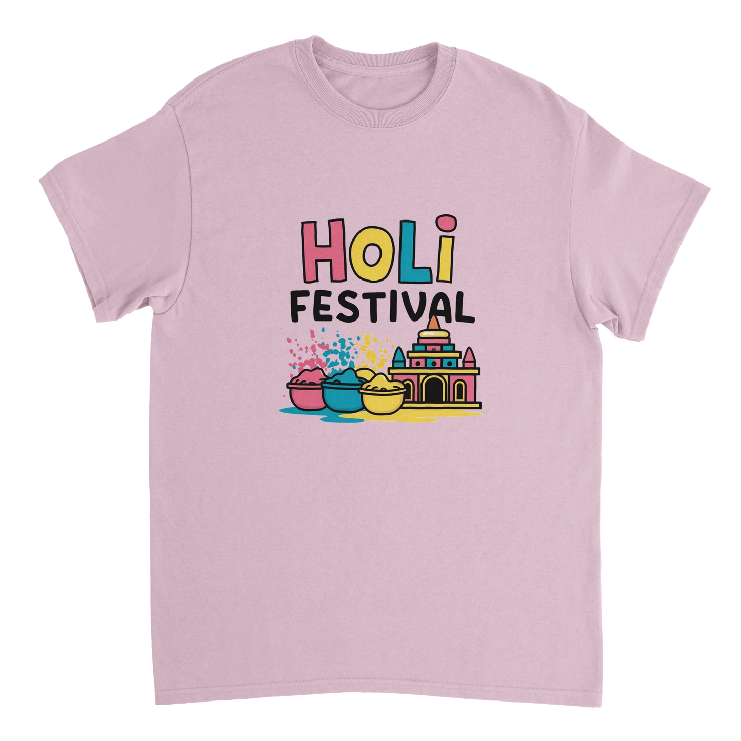light pink Holi Festival Mathura India Unisex Travel T-Shirt perfect for travelers and gift seekers