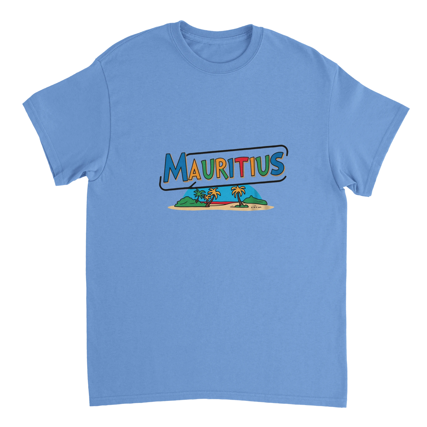 carolina blue Mauritius Unisex Travel T-Shirt perfect for travelers and gift seekers