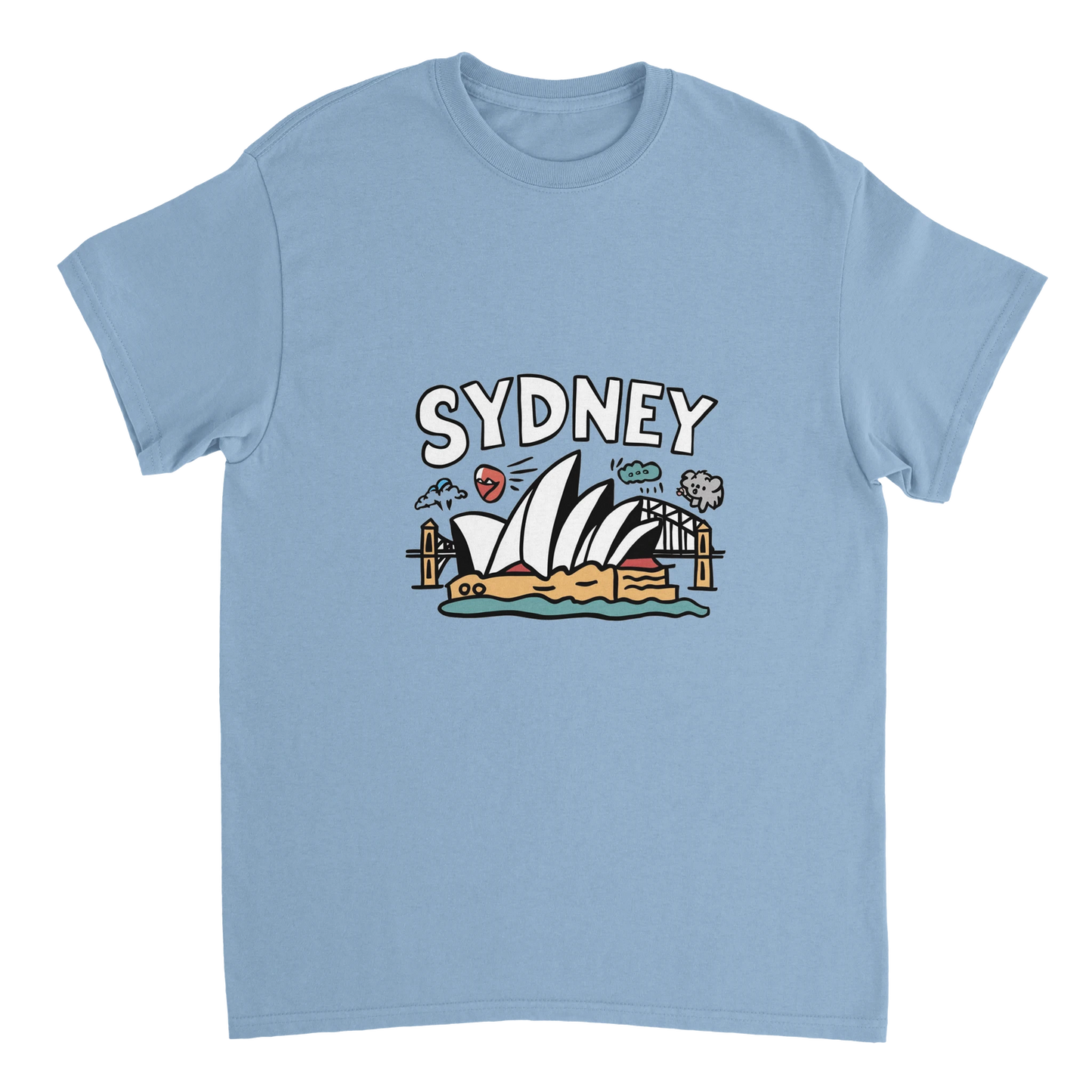 light blue Sydney Australia Unisex Travel T-Shirt perfect for travelers and gift seekers