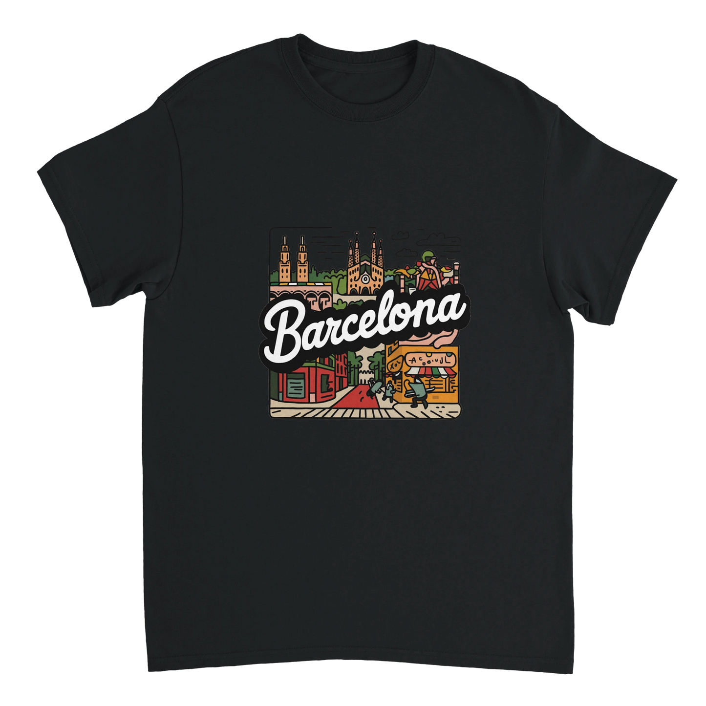 black Barcelona Spain Unisex Travel T-Shirt perfect for travelers and gift seekers