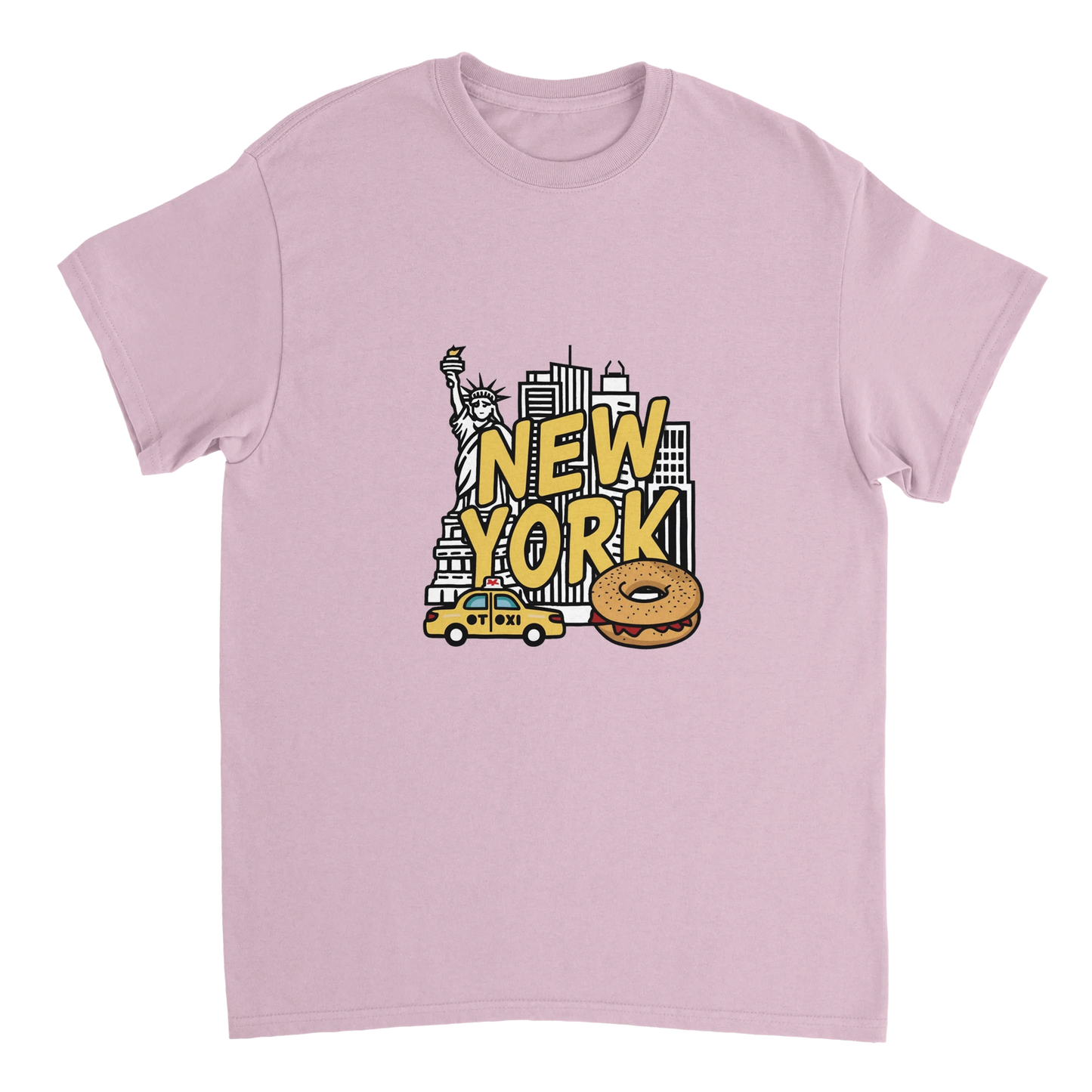 light pink New York USA Unisex Travel T-Shirt perfect for travelers and gift seekers