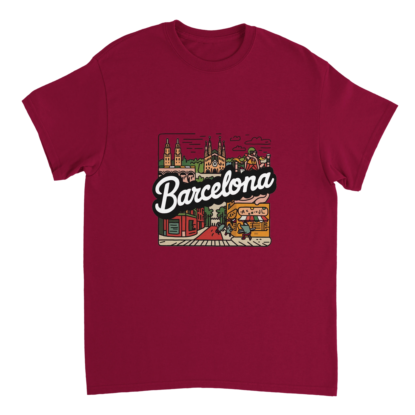 cardinal red Barcelona Spain Unisex Travel T-Shirt perfect for travelers and gift seekers