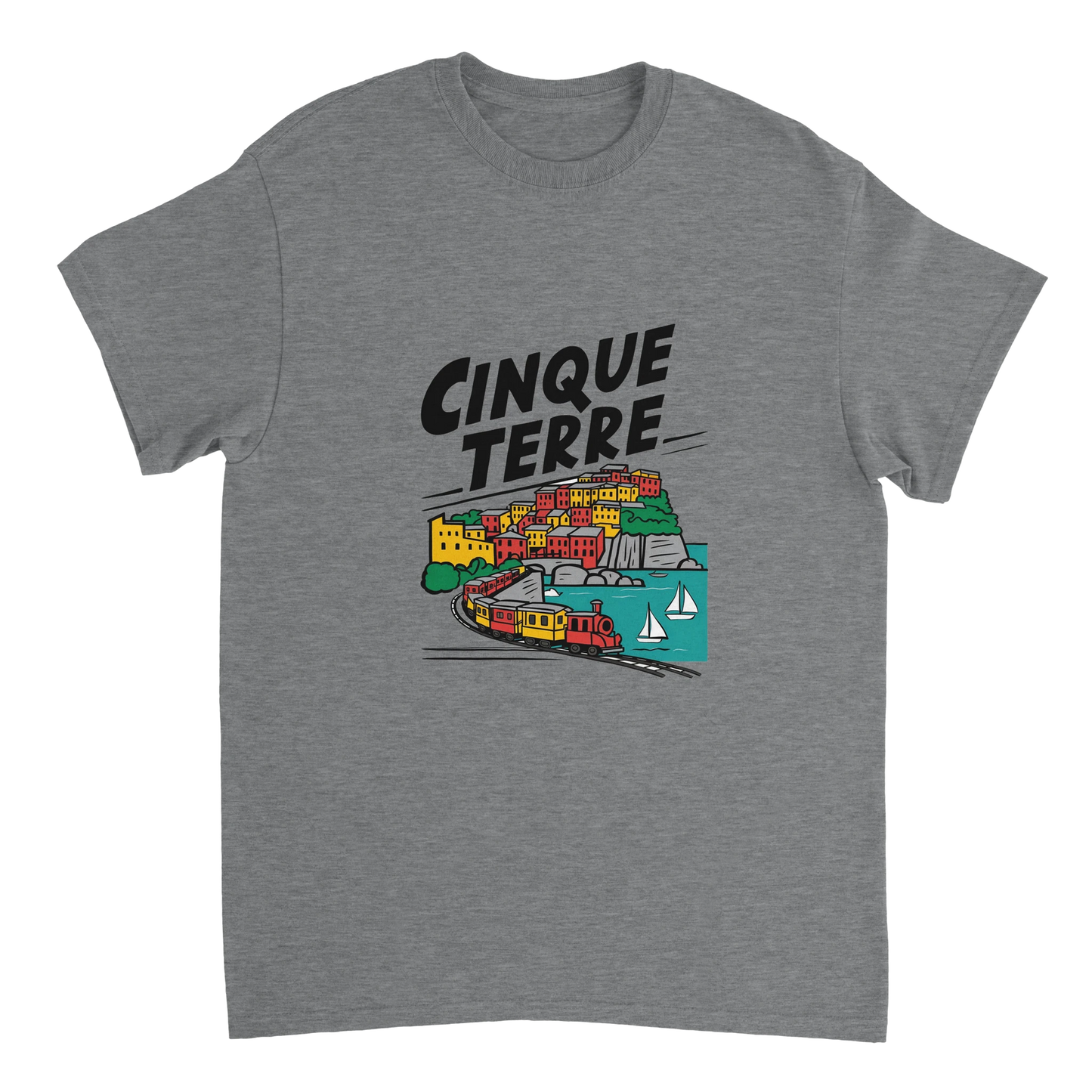 sport grey Cinque Terre Italy Unisex Travel T-Shirt perfect for travelers and gift seekers