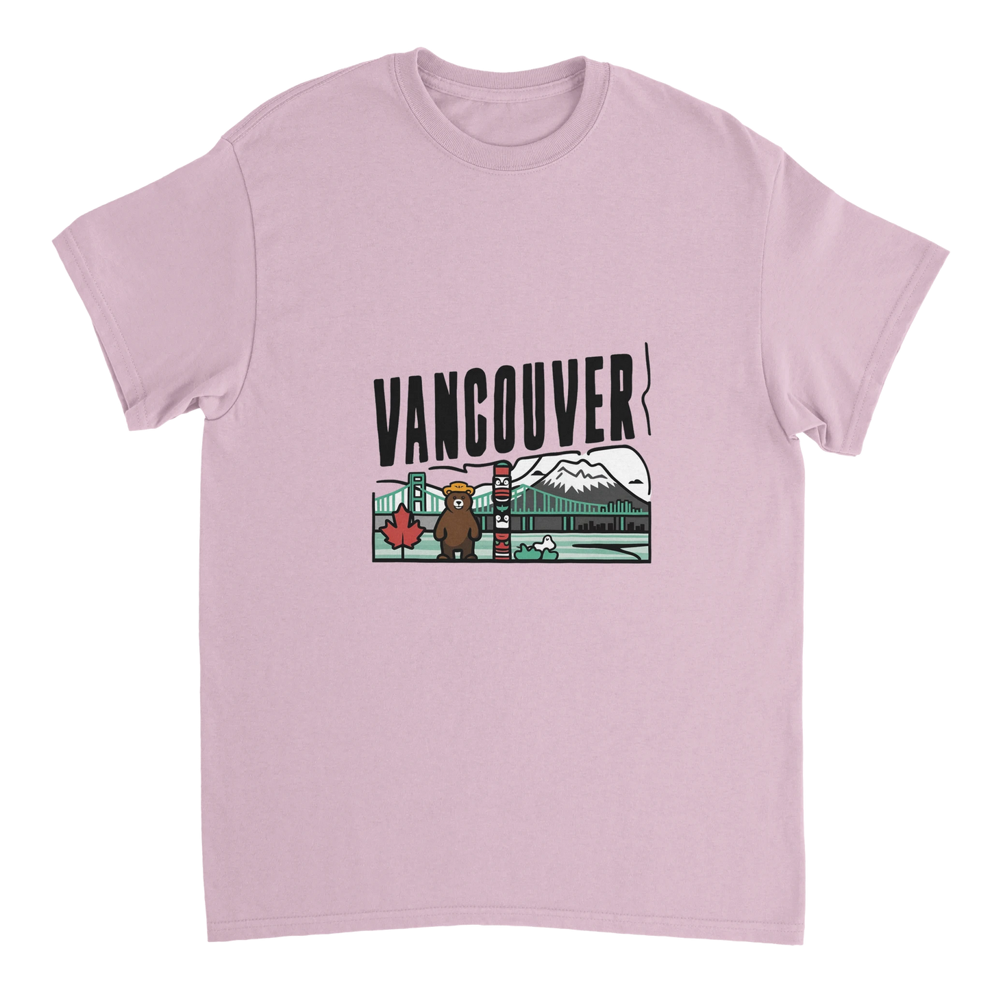 light pink Vancouver Canada Unisex Travel T-Shirt perfect for travelers and gift seekers