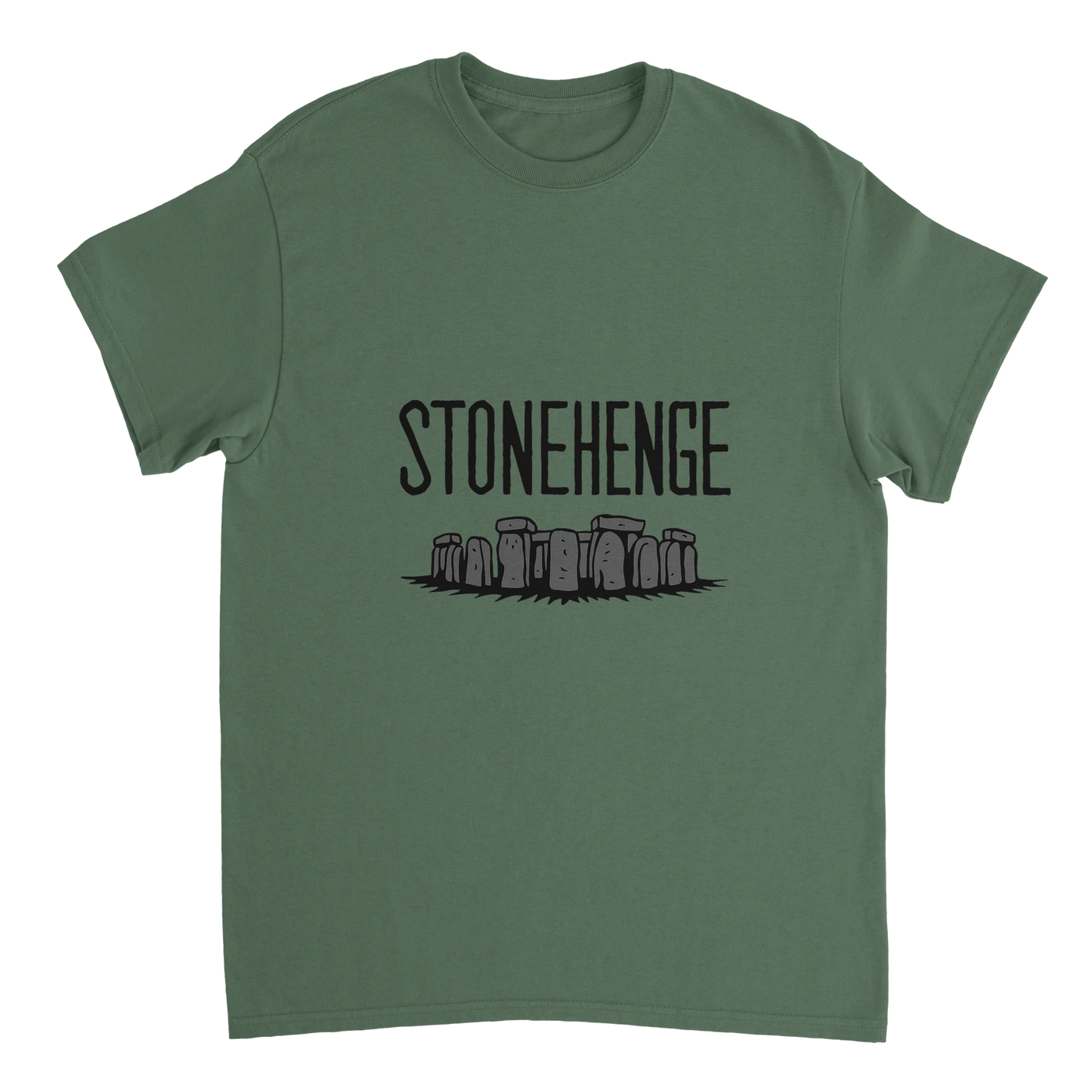military green Stonehenge England Unisex Travel T-Shirt perfect for travelers and gift seekers