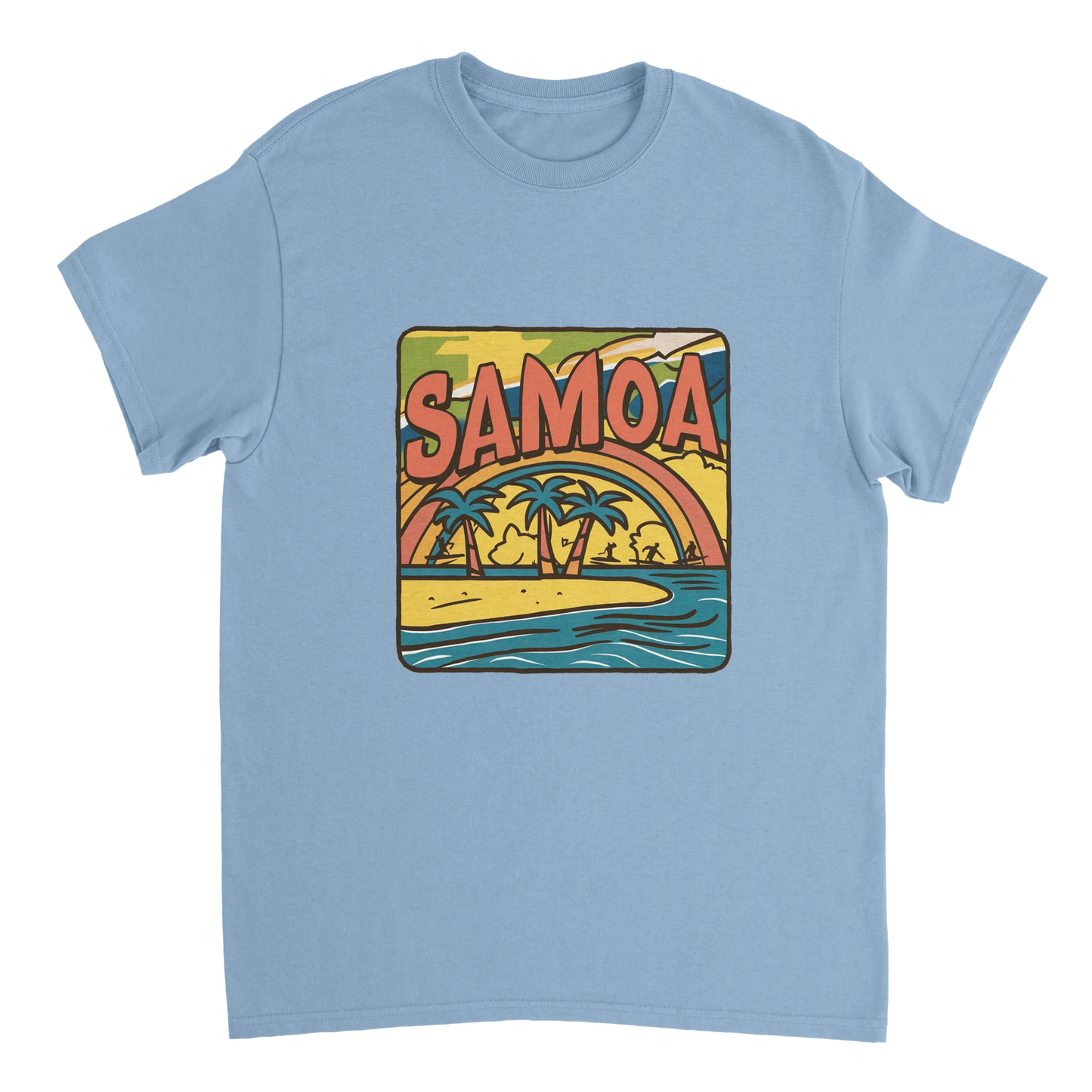 light blue Samoa Unisex Travel T-Shirt perfect for travelers and gift seekers