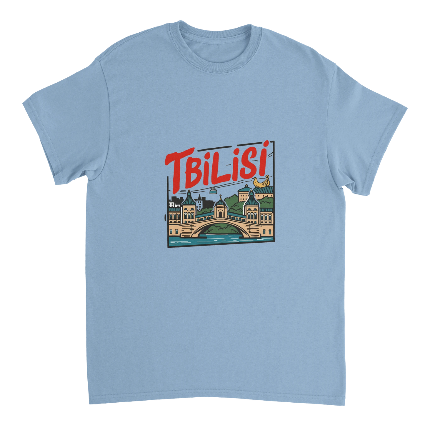 light blue Tbilisi Georgia Unisex Travel T-Shirt perfect for travelers and gift seekers