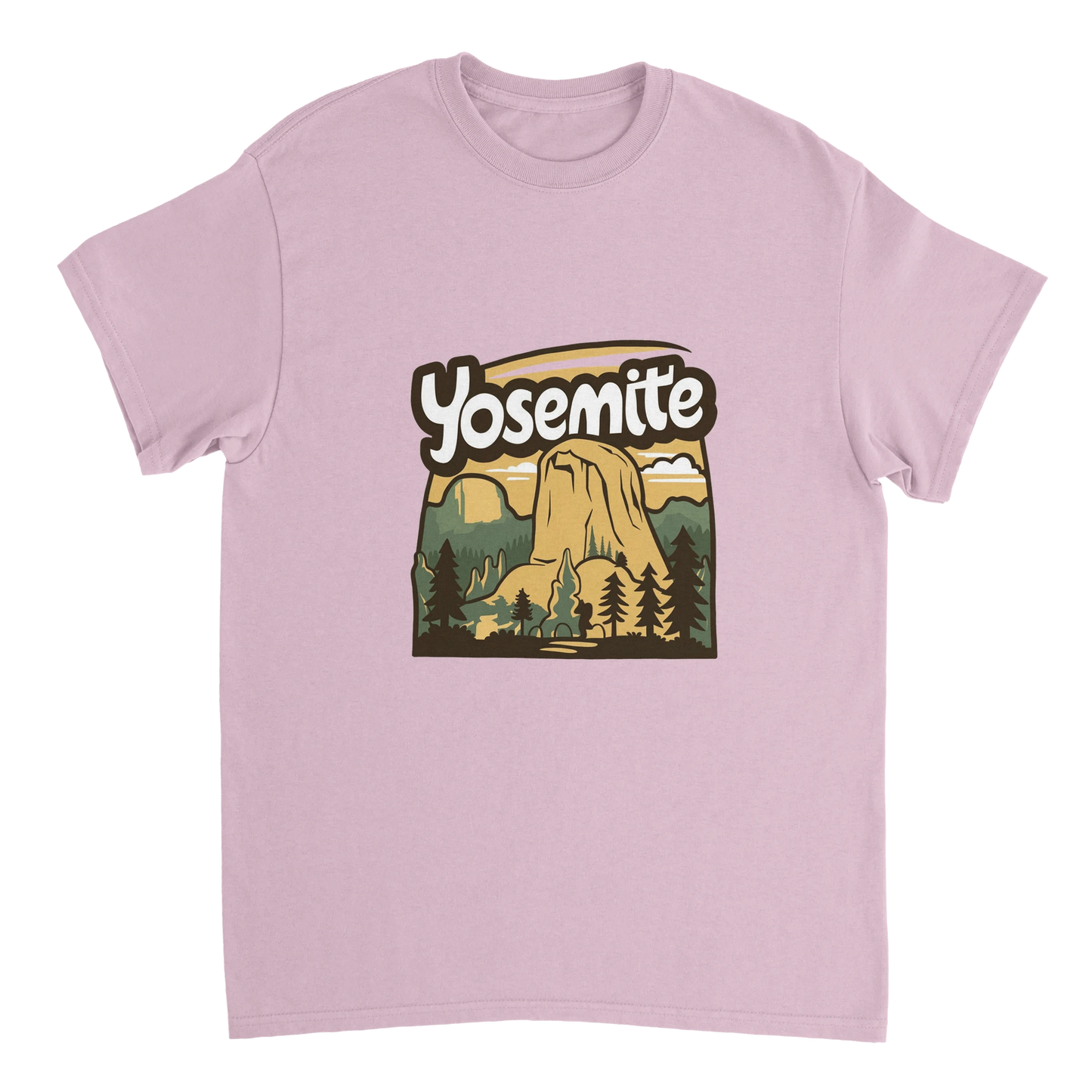 light pink Yosemite USA Unisex Travel T-Shirt perfect for travelers and gift seekers