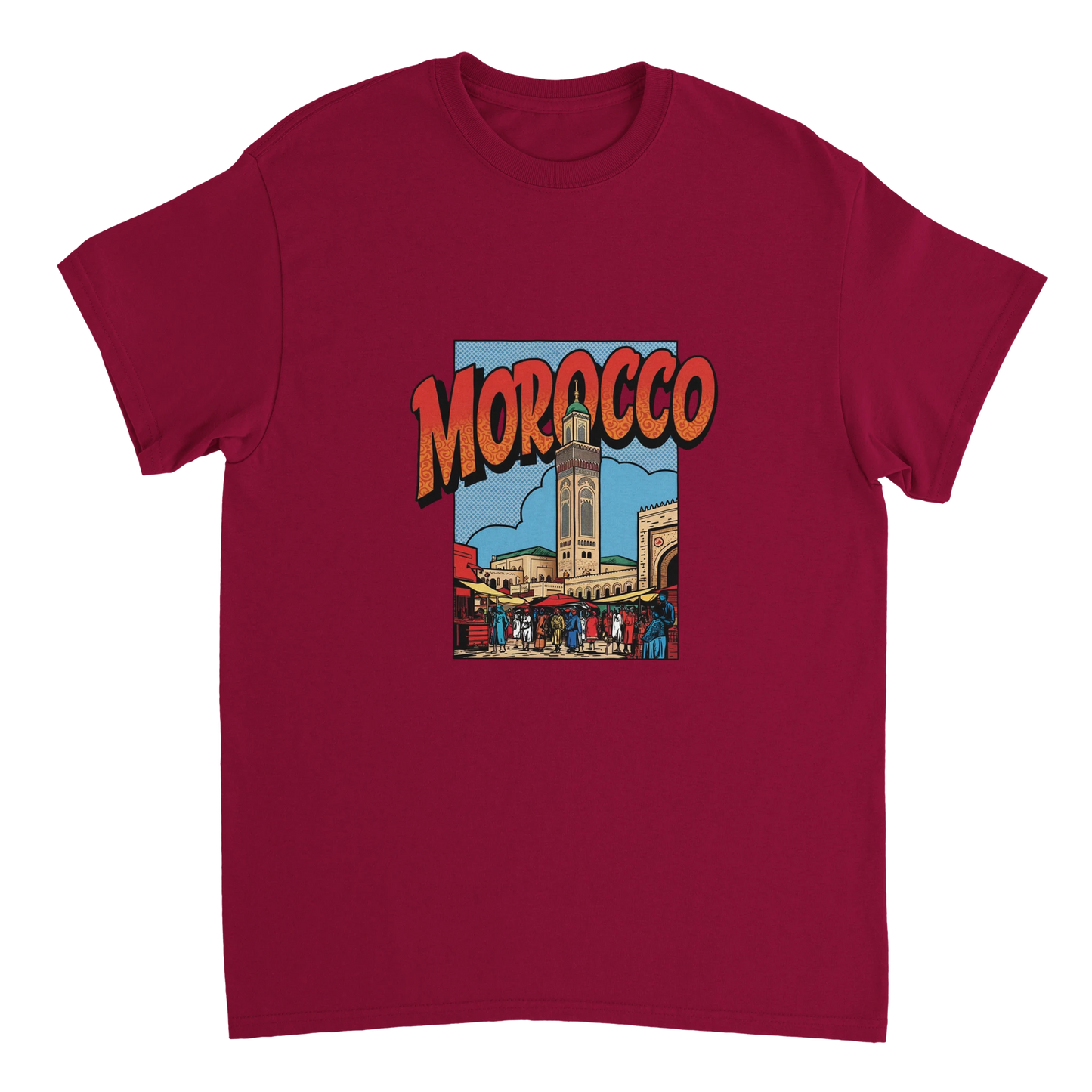 cardinal red Morocco Unisex Travel T-Shirt perfect for travelers and gift seekers