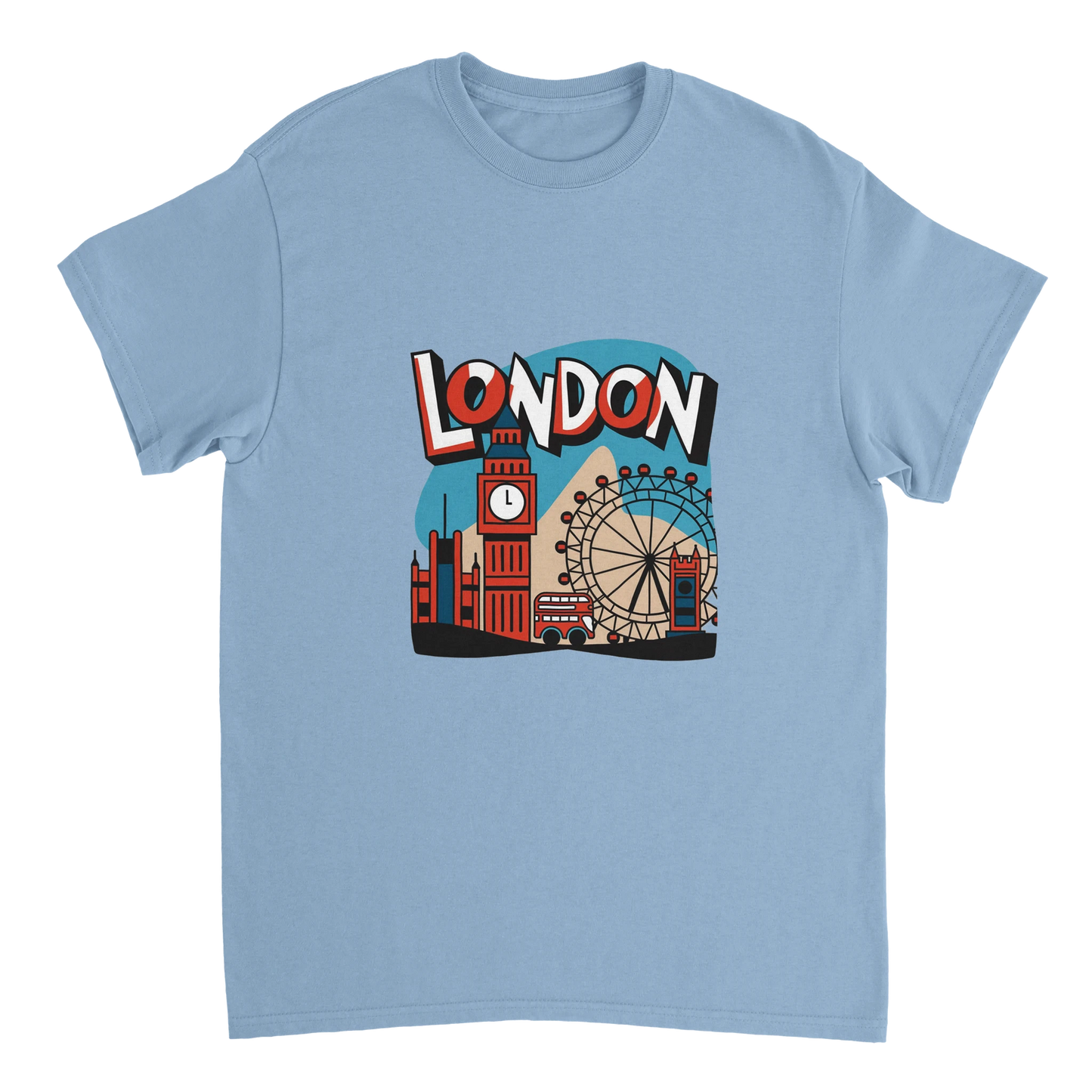 light blue London England Unisex Travel T-Shirt perfect for travelers and gift seekers